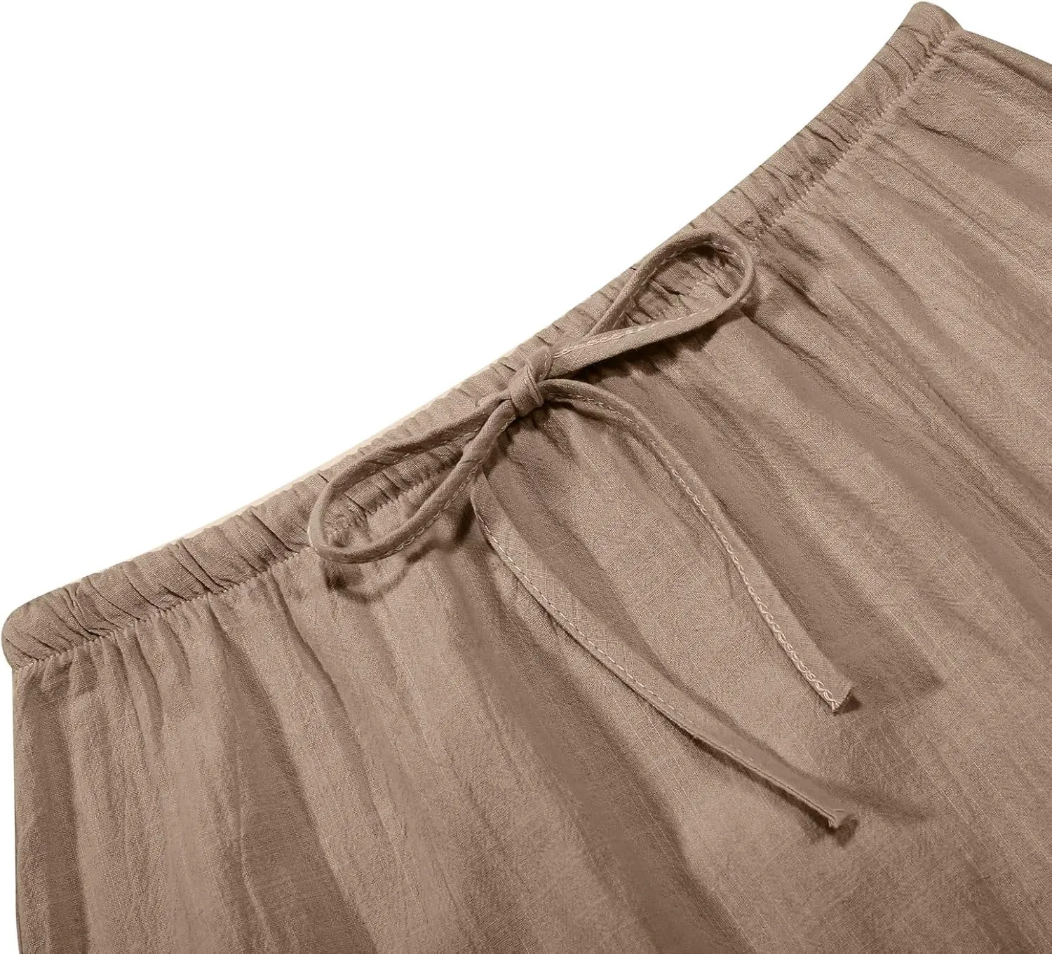 Linen Maxi Skirts for Women Trendy Summer Flared Drawstring Low Waist A Line Skirts Casual Ankle-Length Flowy Long Skirts
