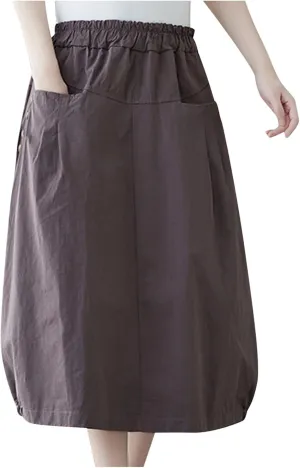 Linen Skirt for Women Casual Loose Fit Baggy Skirts High Rise Cozy Lounge Skirt Summer Pure Flowy Plus Size Skirt
