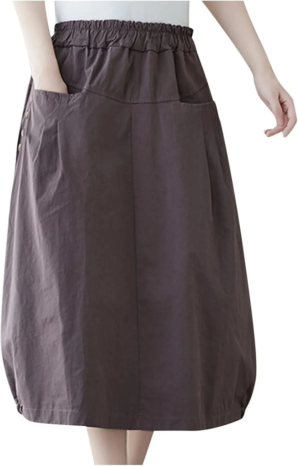 Linen Skirt for Women Casual Loose Fit Baggy Skirts High Rise Cozy Lounge Skirt Summer Pure Flowy Plus Size Skirt