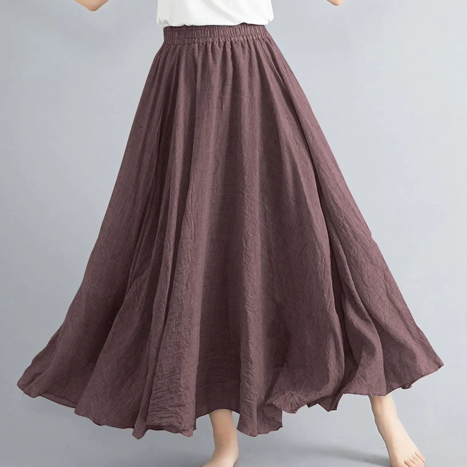 Long Skirts for Women Summer High Waist Beach Skirt Solid Color Western Boho Casual Skirt Flowy Quick Dry Skirt