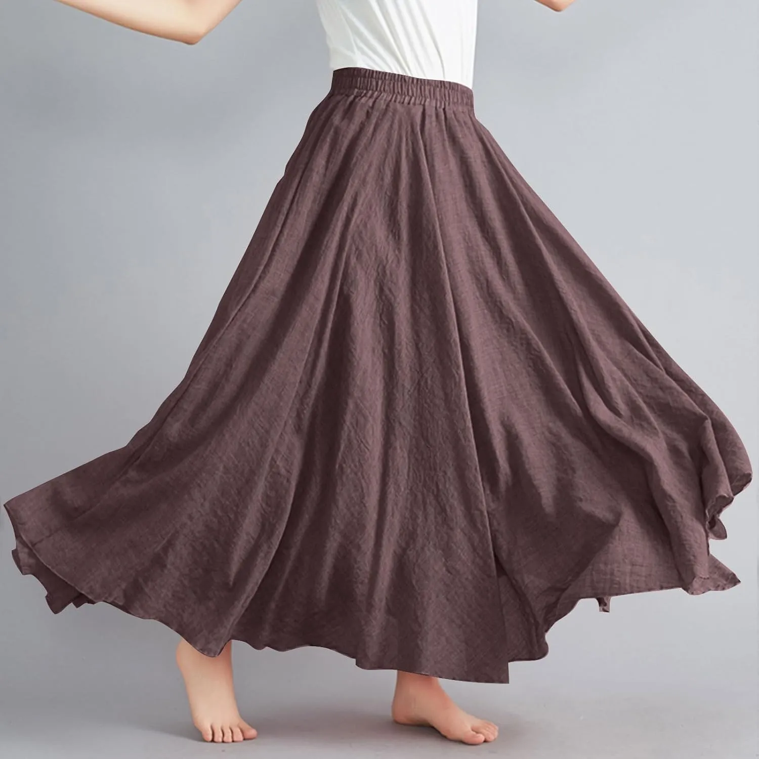 Long Skirts for Women Summer High Waist Beach Skirt Solid Color Western Boho Casual Skirt Flowy Quick Dry Skirt