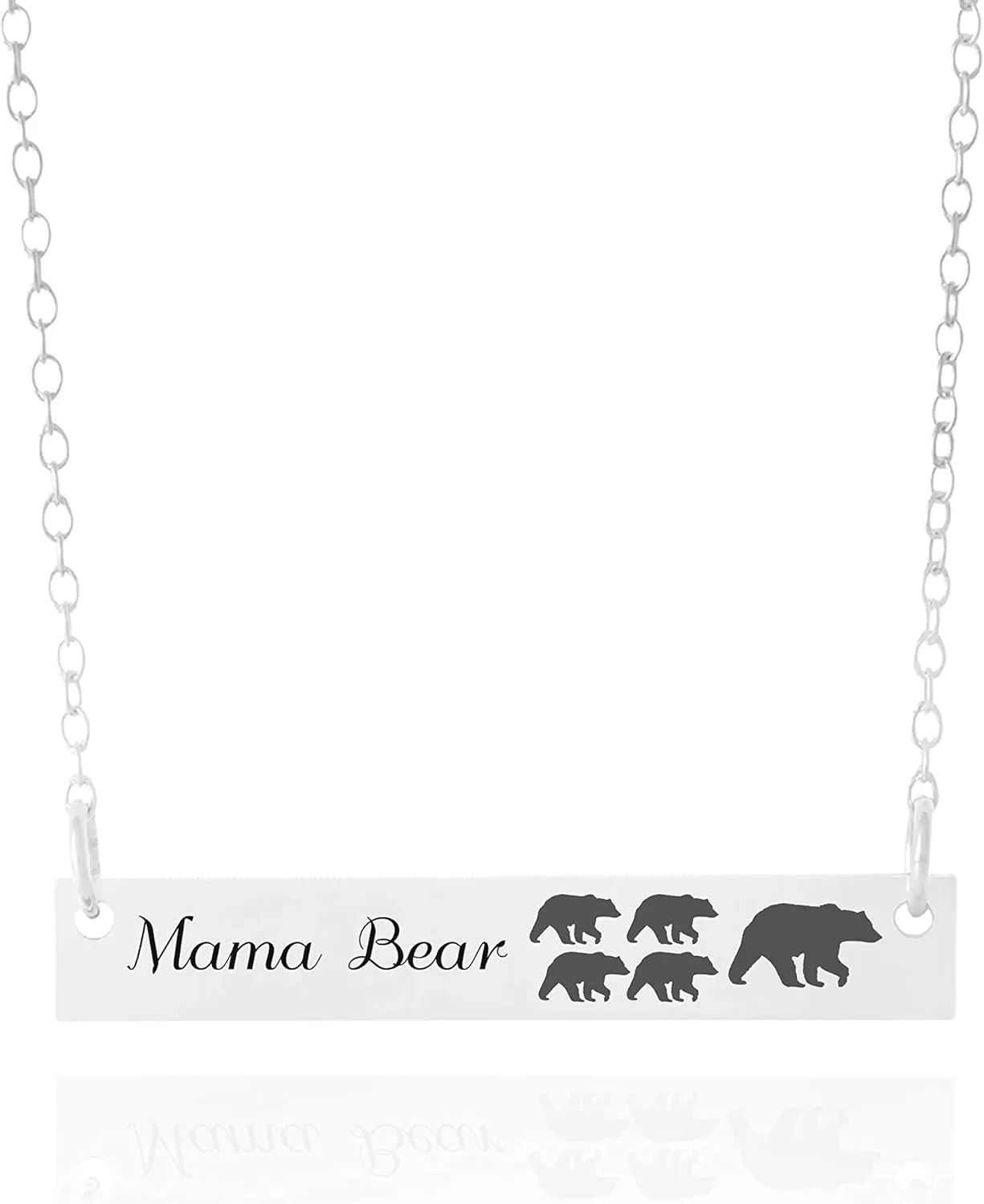 Mama Bear Necklace - Momma Bear Jewelry with Cubs Bar Necklace
