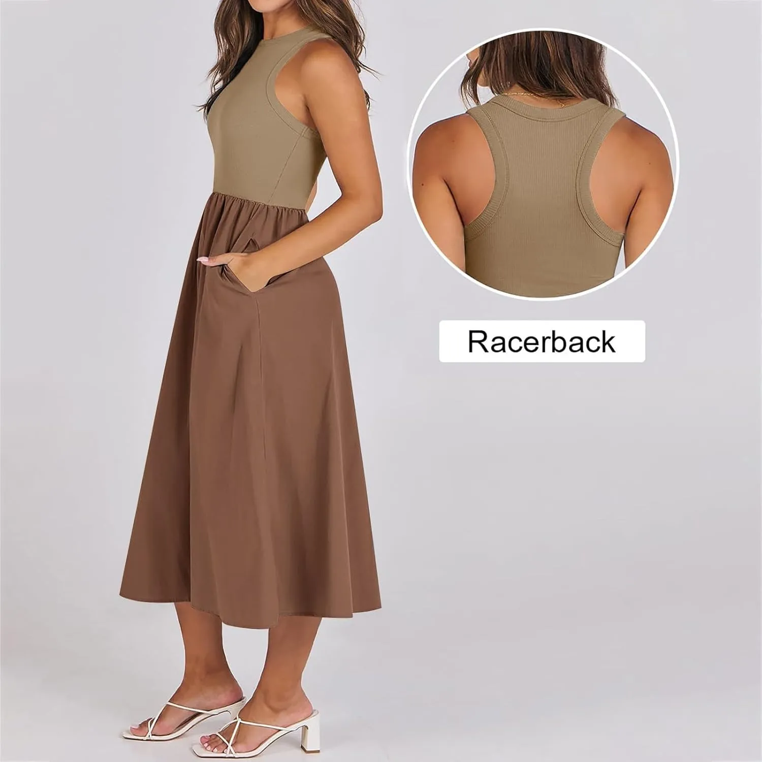 Maxi Dress 2025 Casual Summer Dresses for Women Trendy Sundresses A Line Tank Sundress with Pockets Beach Vacation