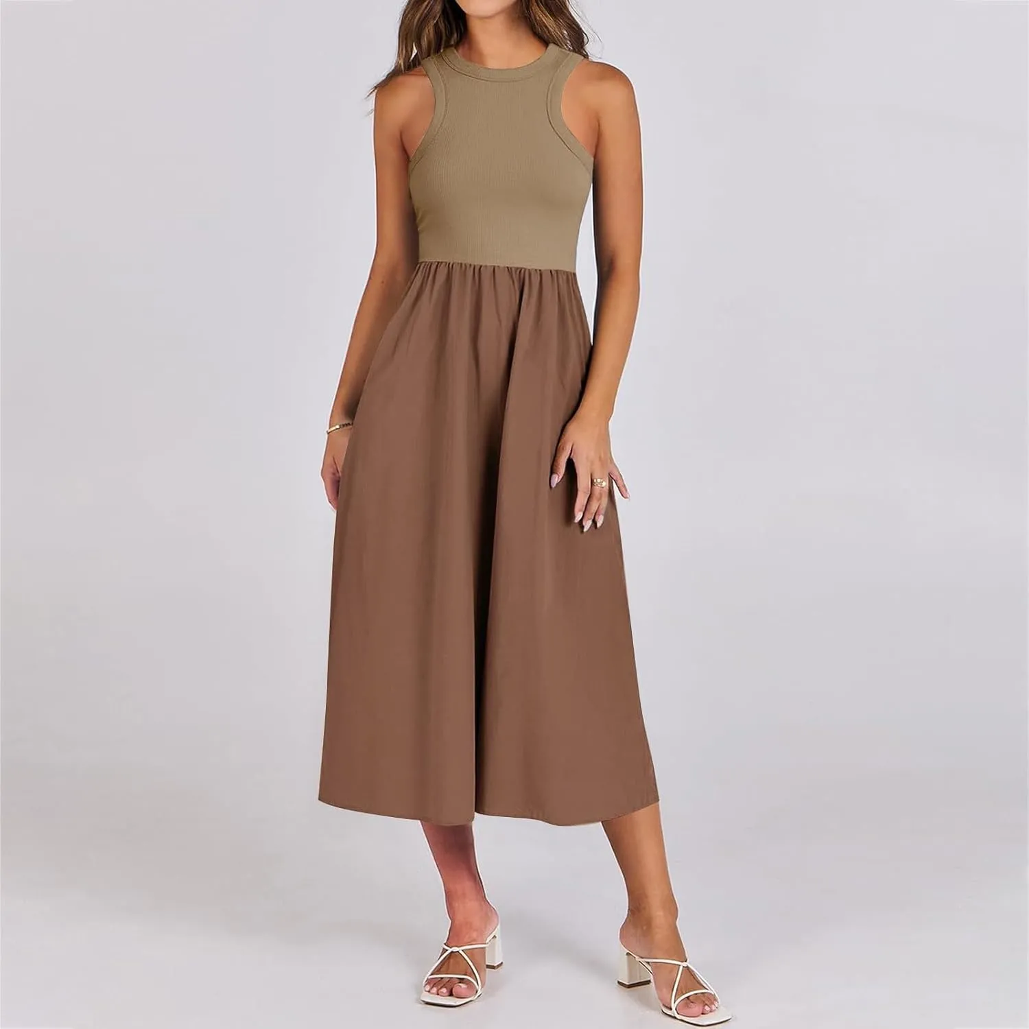 Maxi Dress 2025 Casual Summer Dresses for Women Trendy Sundresses A Line Tank Sundress with Pockets Beach Vacation