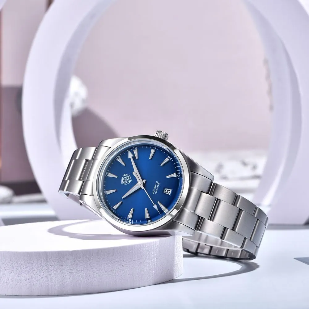 Men's Watch Automatic NH35A Stainless Steel Mechanical 100M Waterproof Business Wrist Watch for Men, Sapphire Dial Glass, Auto Date