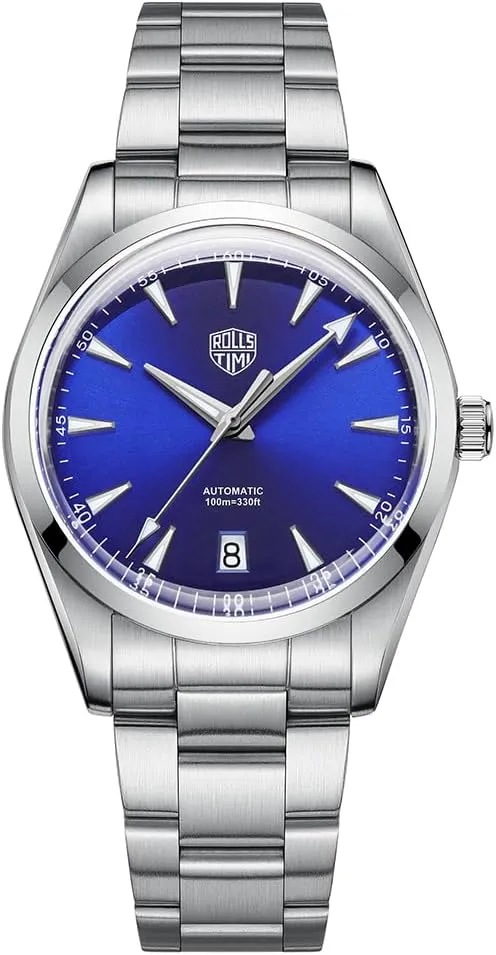 Men's Watch Automatic NH35A Stainless Steel Mechanical 100M Waterproof Business Wrist Watch for Men, Sapphire Dial Glass, Auto Date