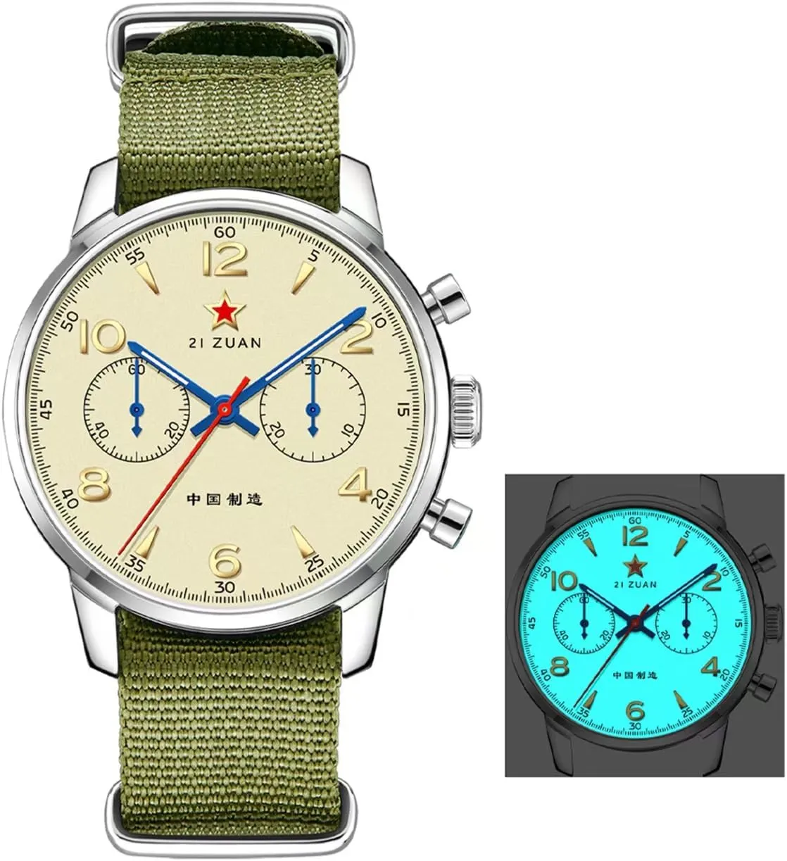 Mens Watches 1963 40mm Manual Winding Seagull ST1901 Movement Aviation Chronograph Pilot's Watch Mechanical Sapphire Glass Stainless Steel Case