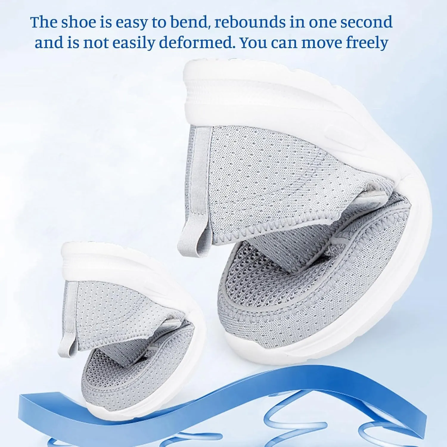 Men's Women's Mesh Round Toe Hook and Loop Loafers with Arch Support Casual Breathable Slip-On Orthopedic Sneakers Comfort Walking Shoes Lightweight Knitted Cushion Running Tennis Gym