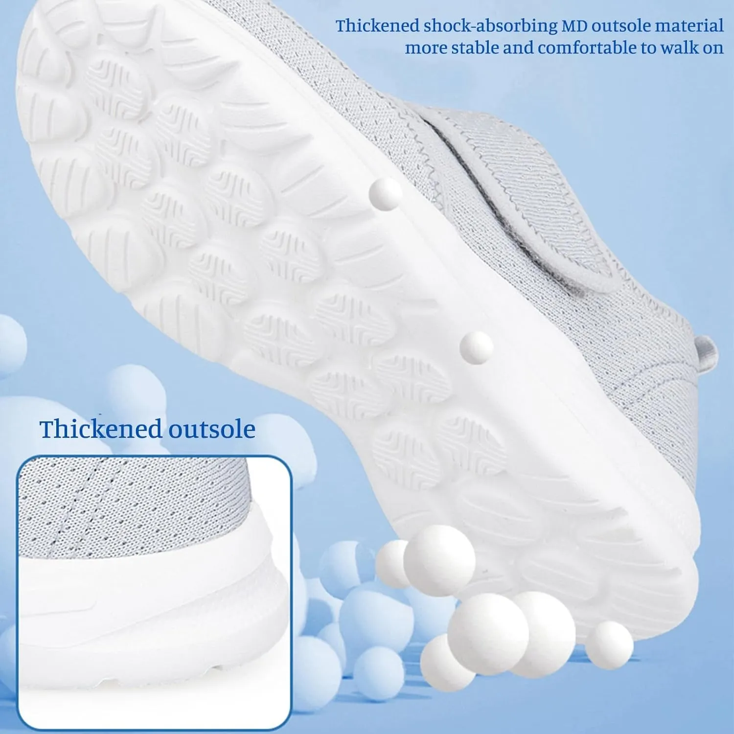 Men's Women's Mesh Round Toe Hook and Loop Loafers with Arch Support Casual Breathable Slip-On Orthopedic Sneakers Comfort Walking Shoes Lightweight Knitted Cushion Running Tennis Gym
