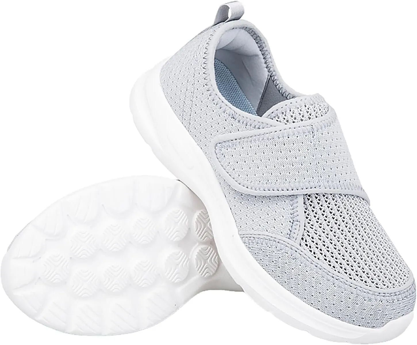 Men's Women's Mesh Round Toe Hook and Loop Loafers with Arch Support Casual Breathable Slip-On Orthopedic Sneakers Comfort Walking Shoes Lightweight Knitted Cushion Running Tennis Gym