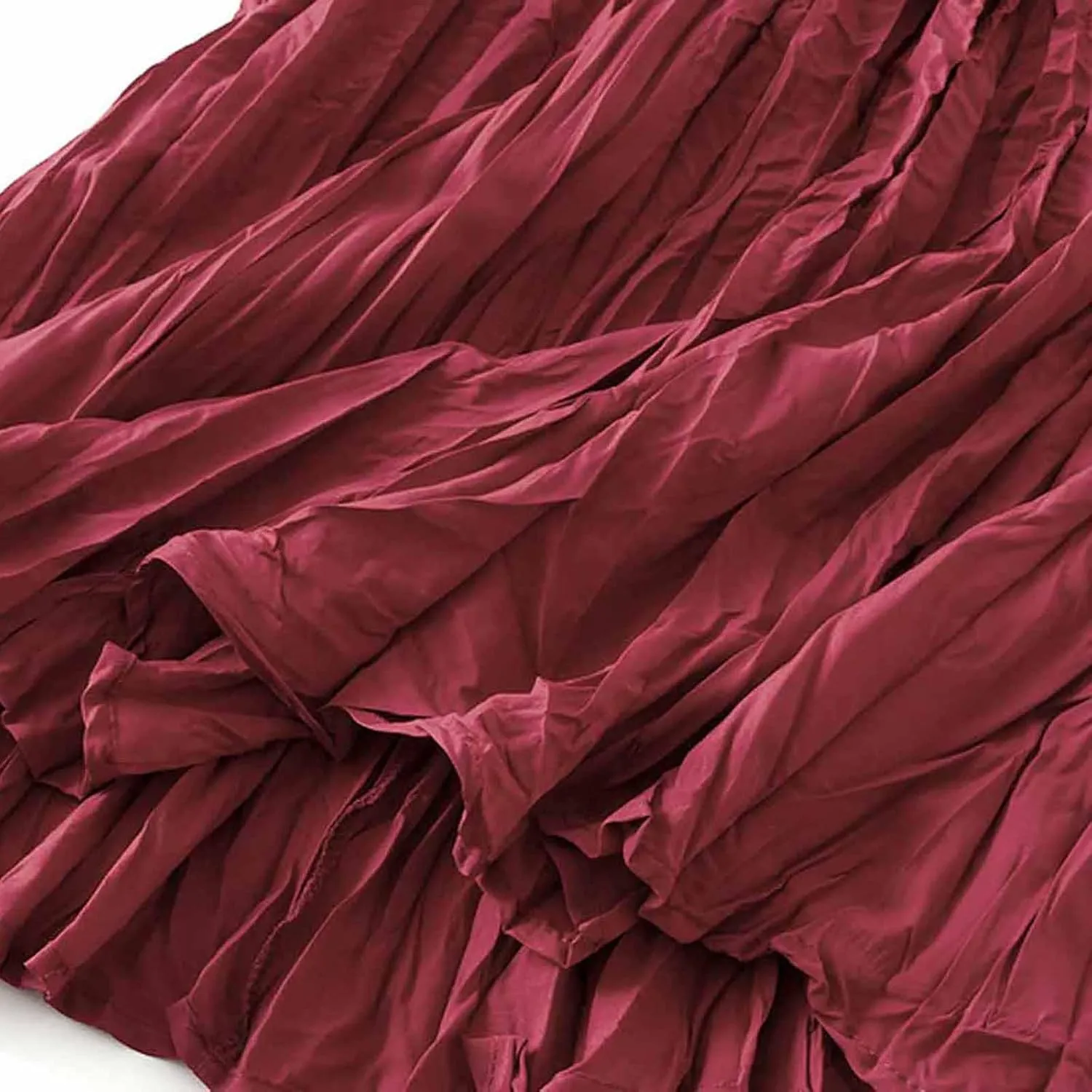 Midi Skirts for Women Casual Solid Color Pleated Skirt High Elastic Waist A-Line Skirts Cozy Flowy Swing Skirts
