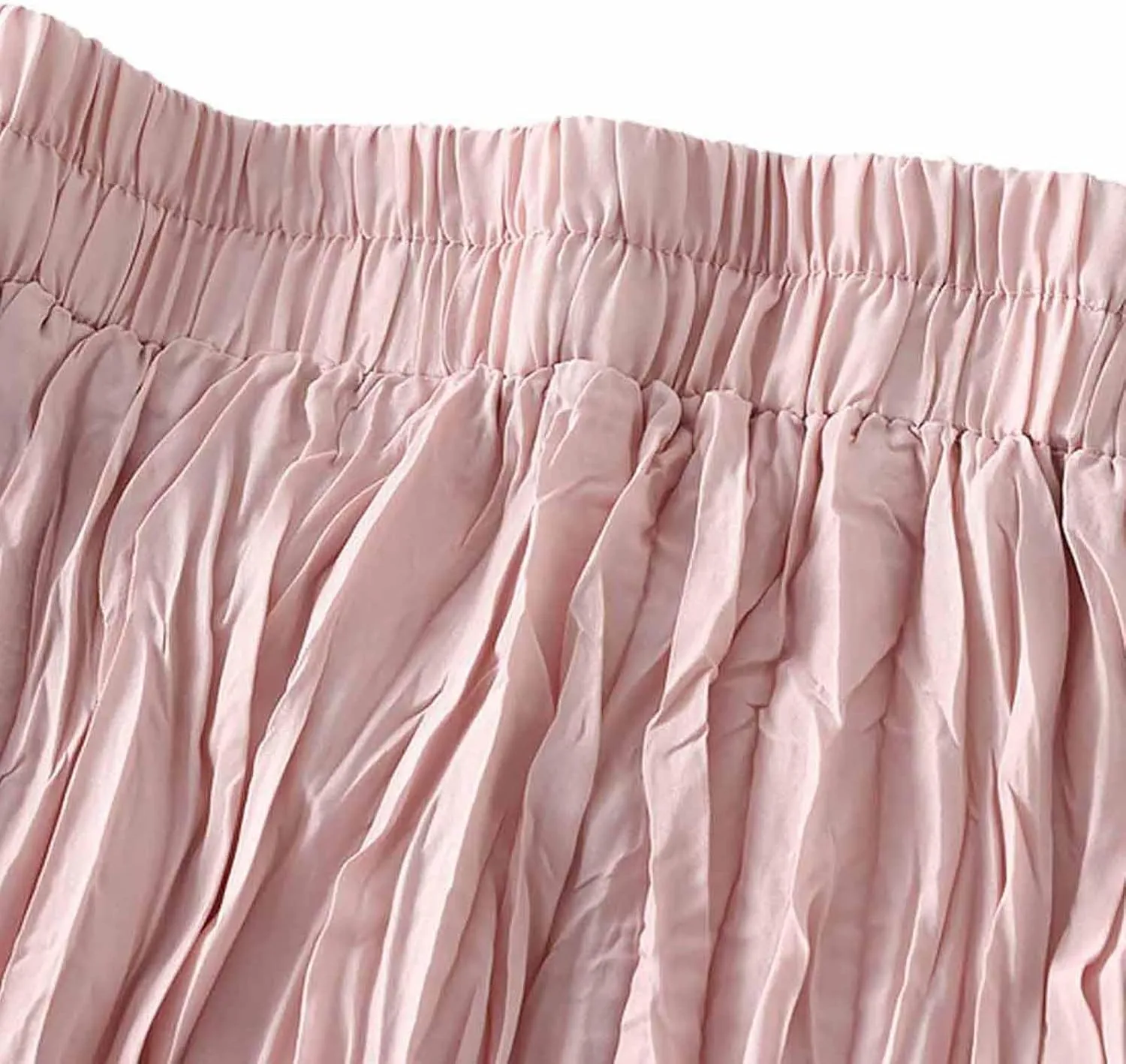 Midi Skirts for Women Casual Solid Color Pleated Skirt High Elastic Waist A-Line Skirts Cozy Flowy Swing Skirts