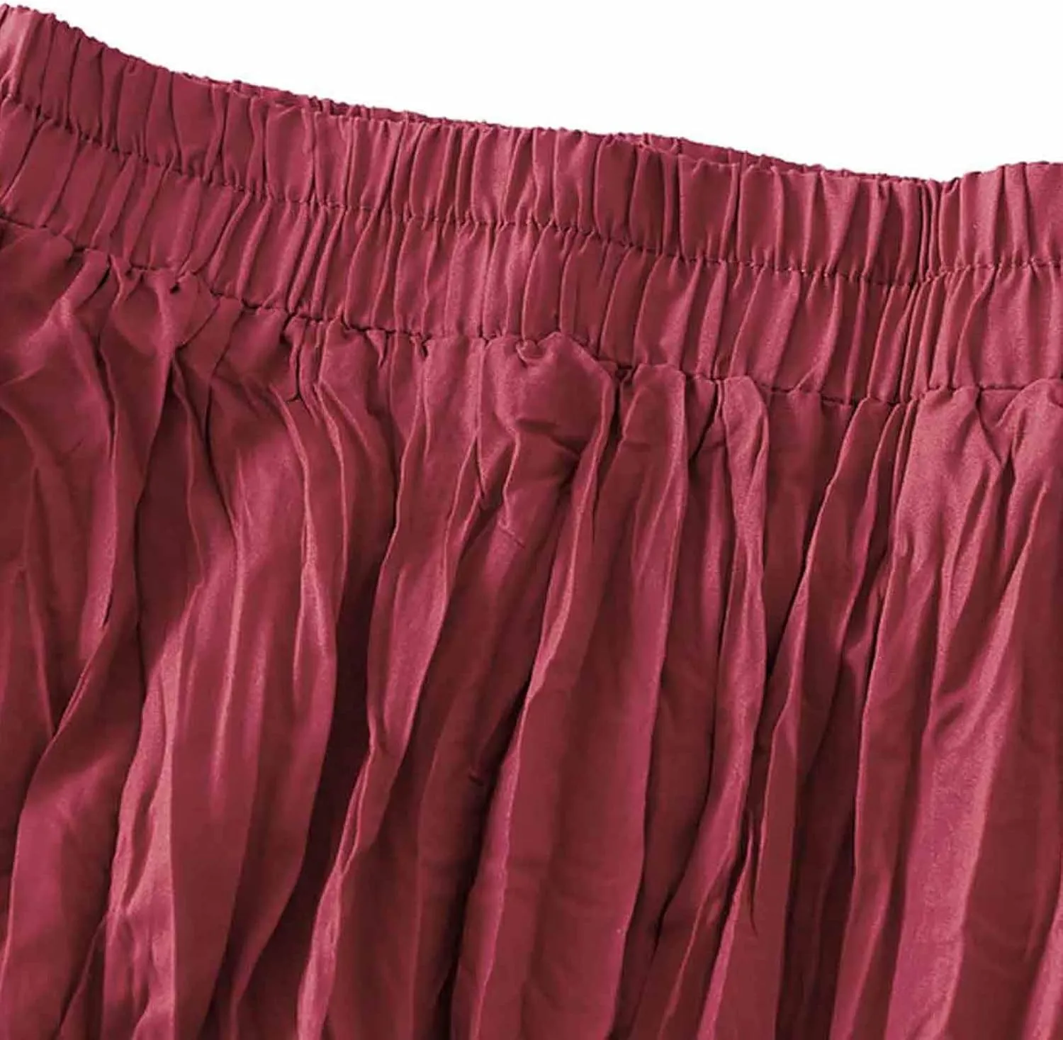 Midi Skirts for Women Casual Solid Color Pleated Skirt High Elastic Waist A-Line Skirts Cozy Flowy Swing Skirts