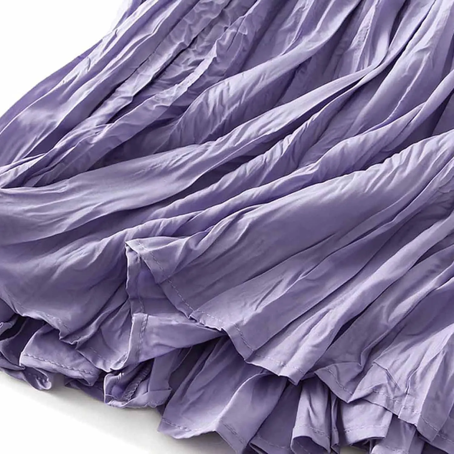 Midi Skirts for Women Casual Solid Color Pleated Skirt High Elastic Waist A-Line Skirts Cozy Flowy Swing Skirts