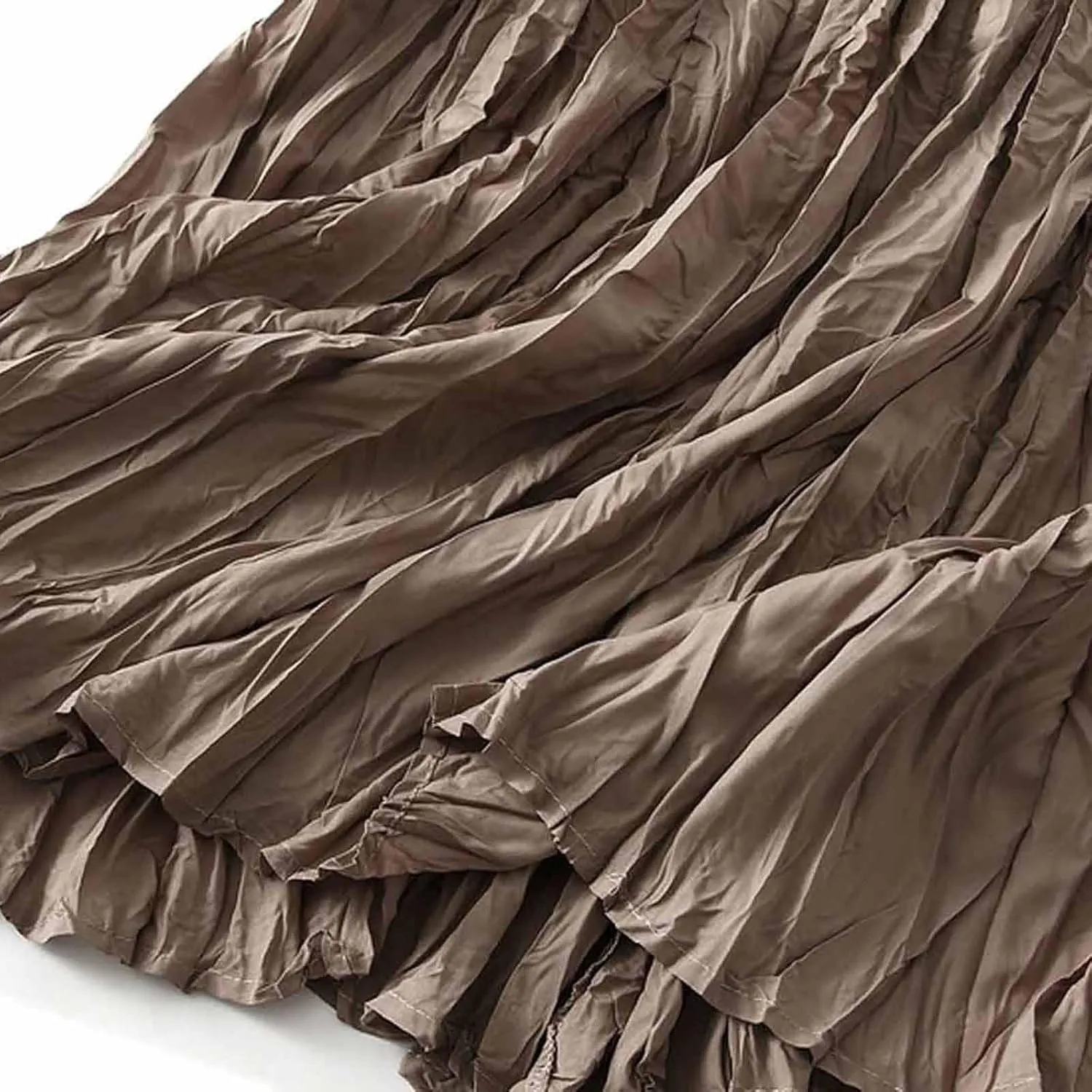 Midi Skirts for Women Casual Solid Color Pleated Skirt High Elastic Waist A-Line Skirts Cozy Flowy Swing Skirts