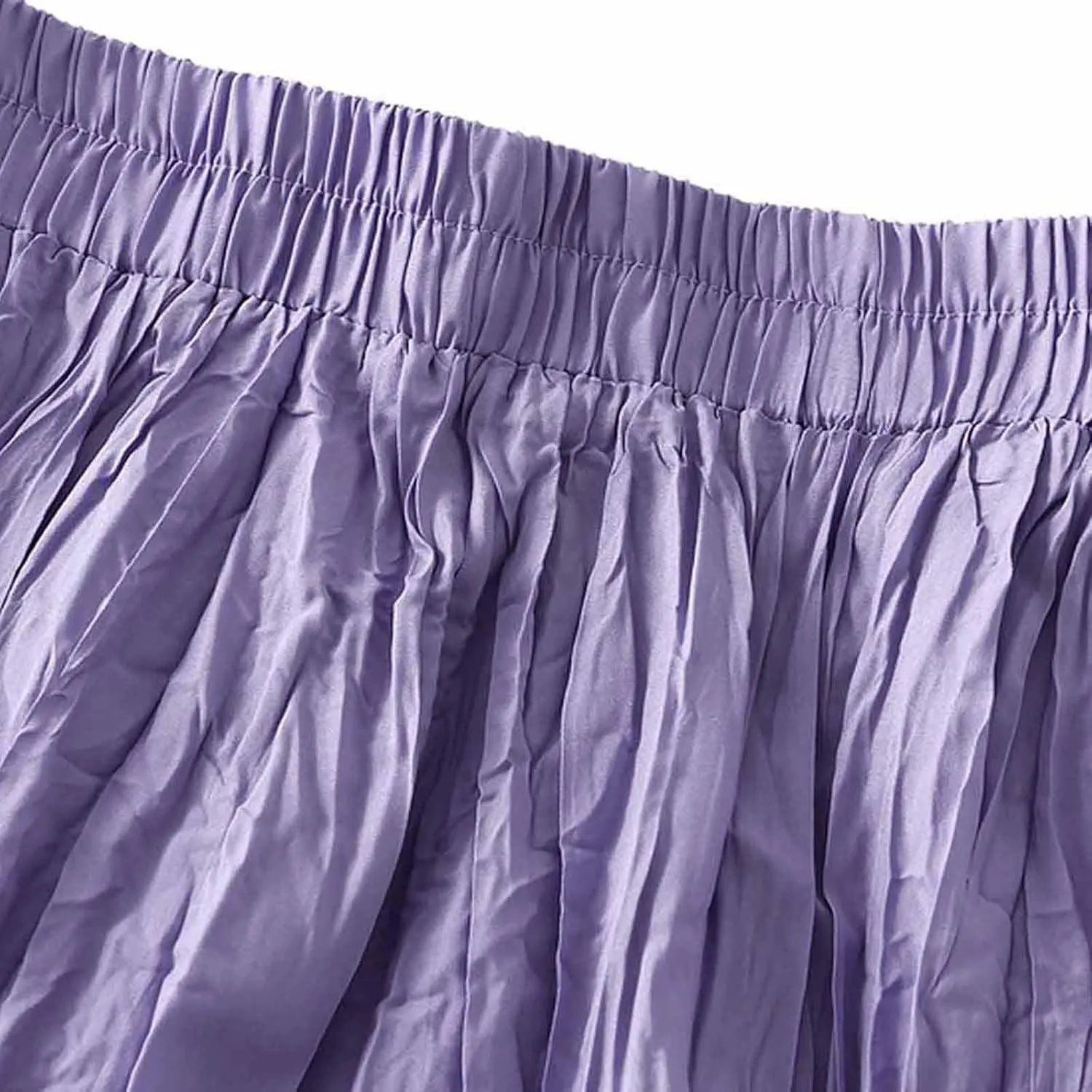 Midi Skirts for Women Casual Solid Color Pleated Skirt High Elastic Waist A-Line Skirts Cozy Flowy Swing Skirts