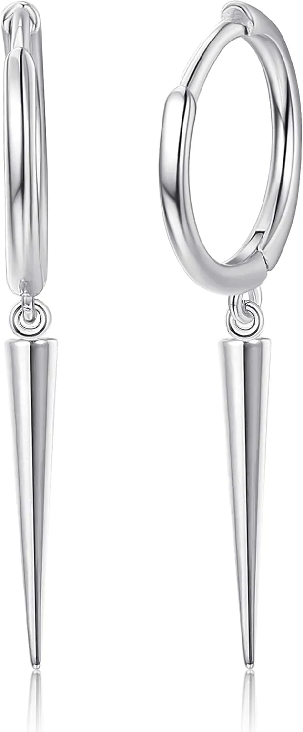 MILACOLATO 925 Sterling Silver Hoop Earrings for Women 18K Gold Silver Plated Drop Dangle Hoop Earrings with Charms Cross Spike Moon Star Paperclip Link Statement Earrings Convertible Link Huggie Earrings Hypoallergenic