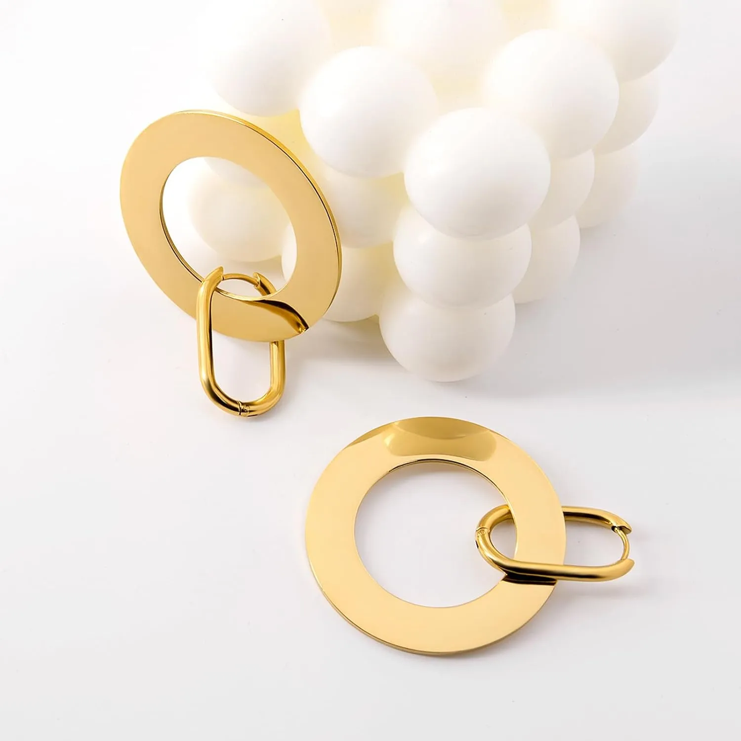 MUYAN Fashion Large Disc Geometric Dangle Earrings for Women Statement Dangle Earrings Geometric Drop Earrings