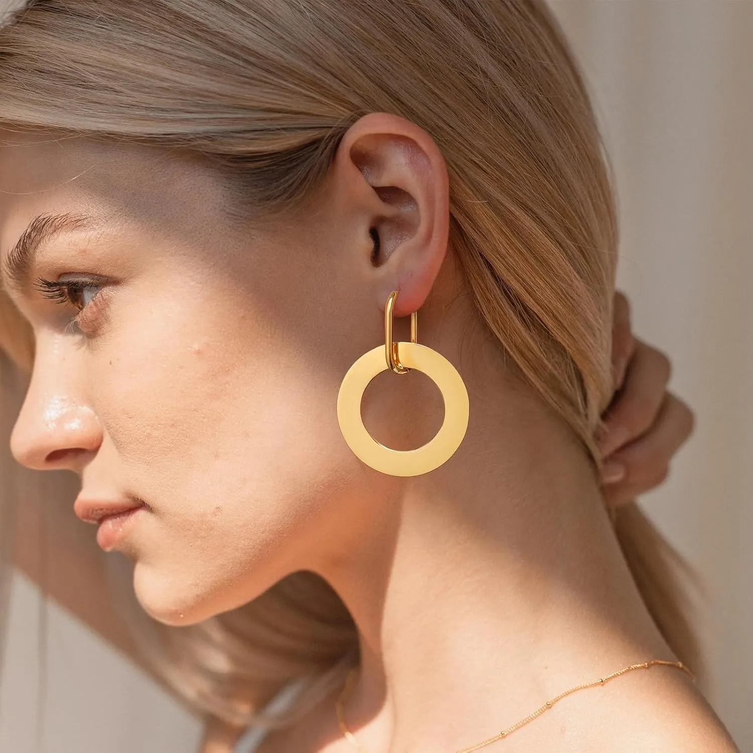 MUYAN Fashion Large Disc Geometric Dangle Earrings for Women Statement Dangle Earrings Geometric Drop Earrings