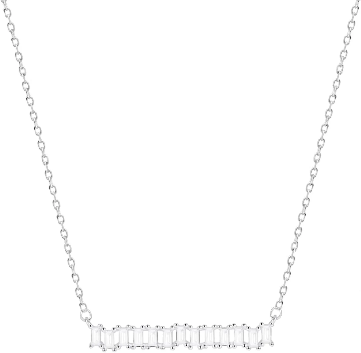 Necklace for Womens Baguette-Cut Bar Dainty Pendant Women Necklaces Sterling Silver Modern Fashion Jewelry