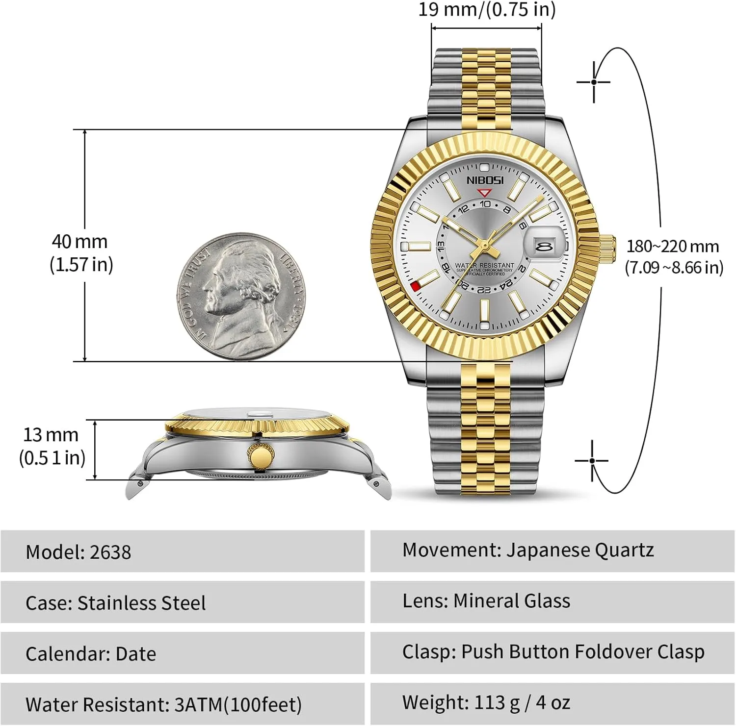 NIBOSI Watches for Men Analog Quartz Stainless Steel Dial with Date Waterproof Business Classic Luxury Dress Mens Wrist Watches