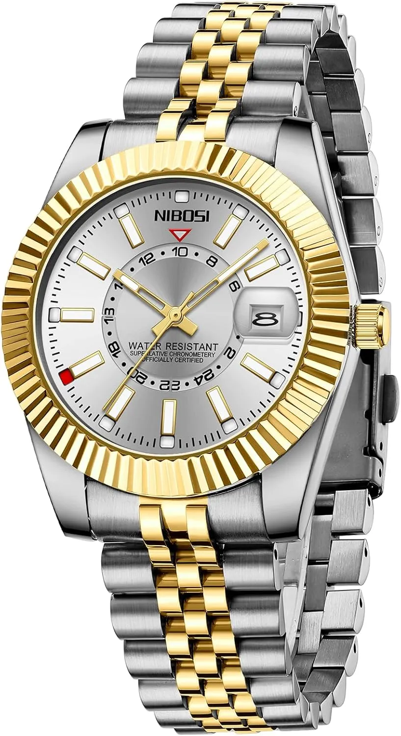 NIBOSI Watches for Men Analog Quartz Stainless Steel Dial with Date Waterproof Business Classic Luxury Dress Mens Wrist Watches