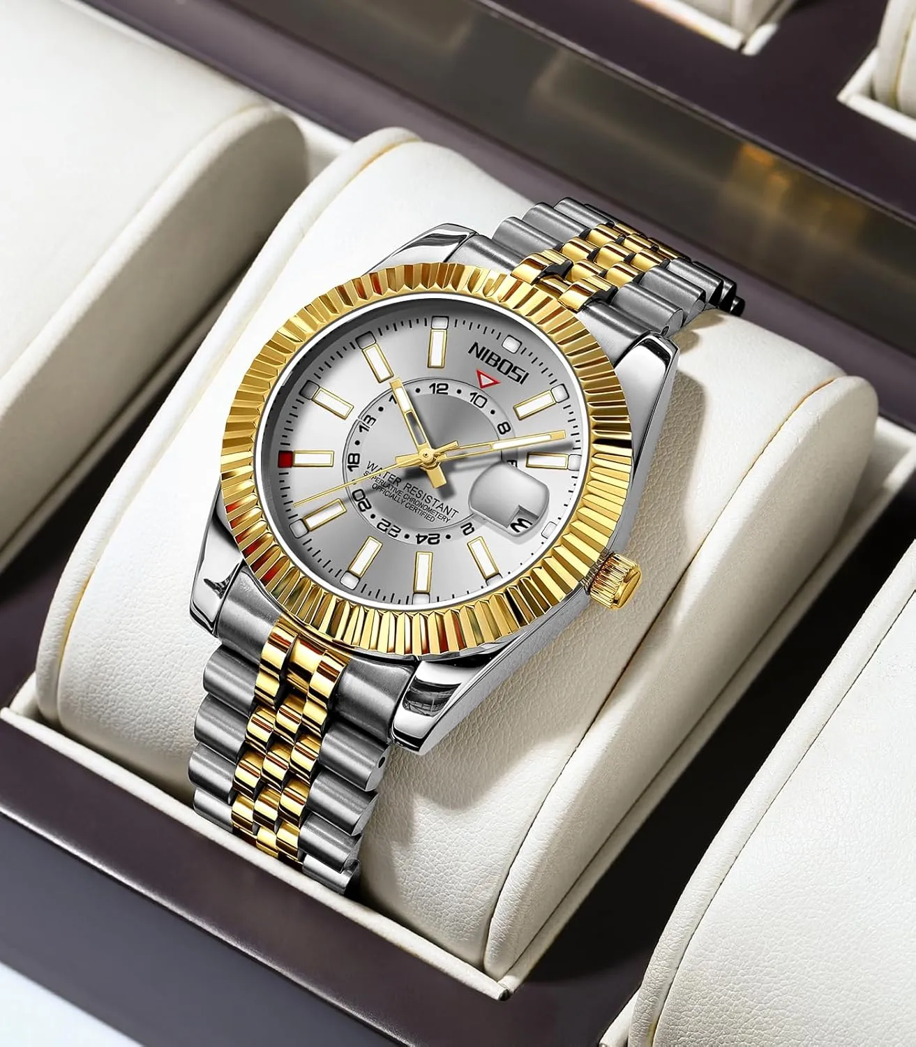 NIBOSI Watches for Men Analog Quartz Stainless Steel Dial with Date Waterproof Business Classic Luxury Dress Mens Wrist Watches