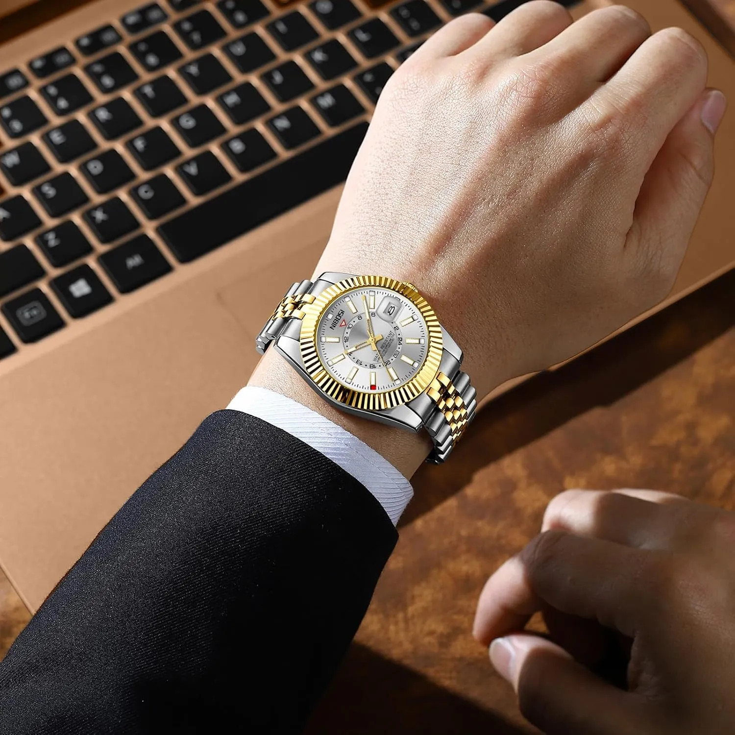 NIBOSI Watches for Men Analog Quartz Stainless Steel Dial with Date Waterproof Business Classic Luxury Dress Mens Wrist Watches