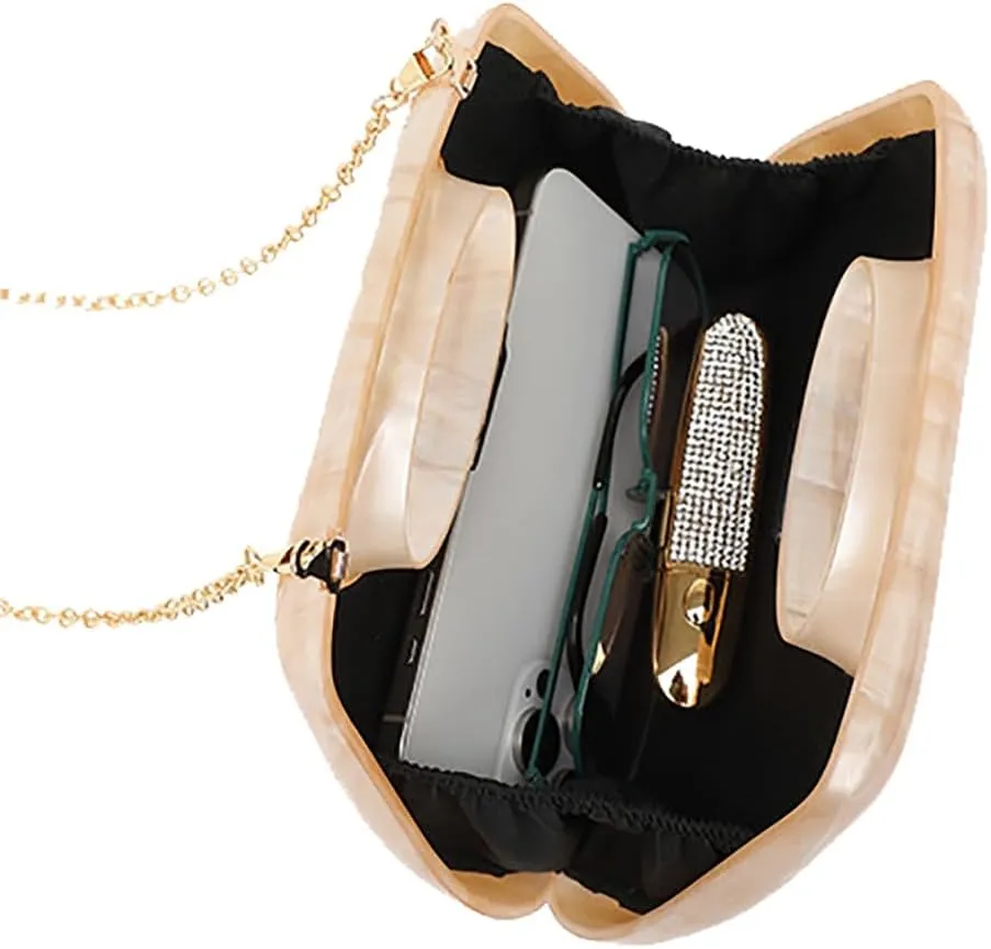 Noble Acrylic Top Handle Purse for Women Removable Metal Chain Clutch Bag Casual Shopping Handbag Wedding Guest Bag