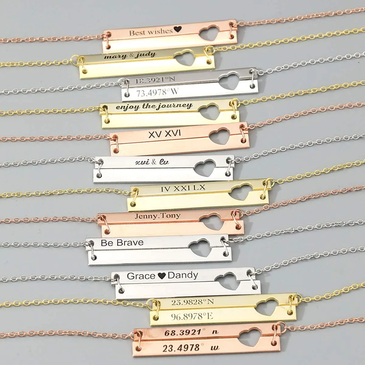 Novgarden Personalized Name Bar Necklace, Vertical Custom Bar Pendant Dainty Jewelry Gift for Wedding Bridesmaid and Birthday