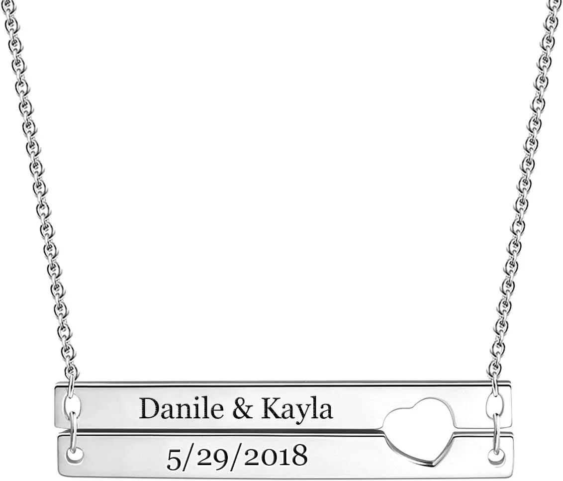 Novgarden Personalized Name Bar Necklace, Vertical Custom Bar Pendant Dainty Jewelry Gift for Wedding Bridesmaid and Birthday