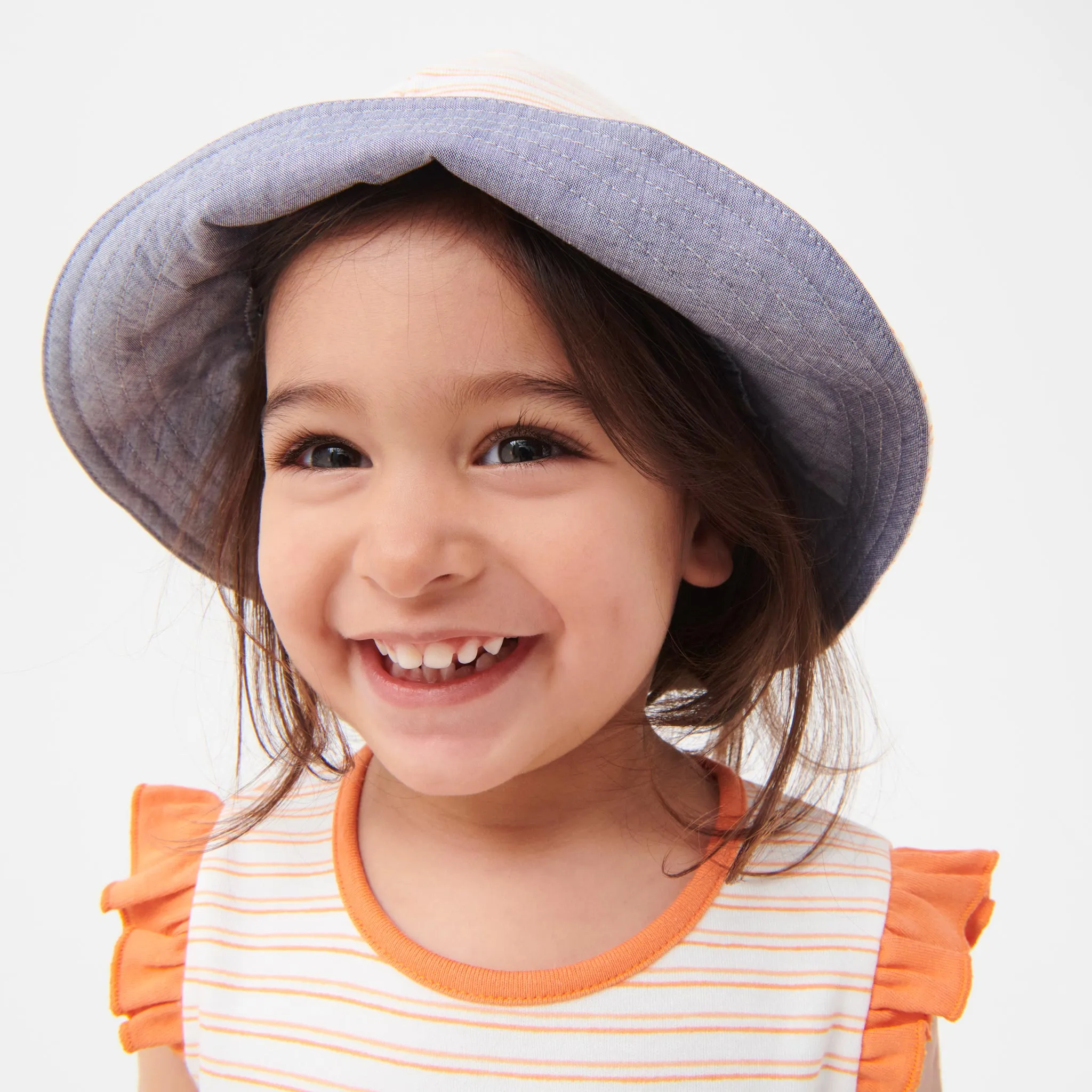 Orange Stripe Reversible Sun Hat
