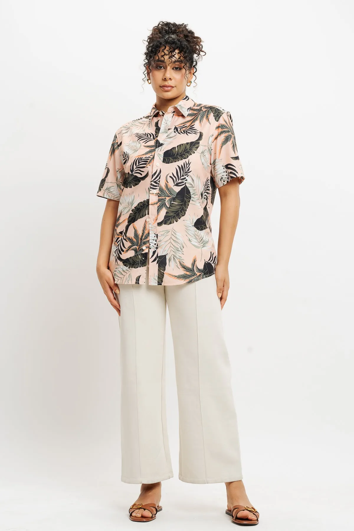 Orange Tropical Print Shirt