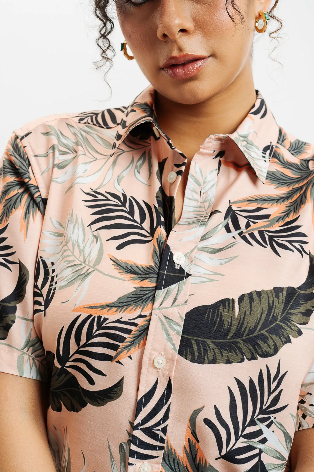 Orange Tropical Print Shirt