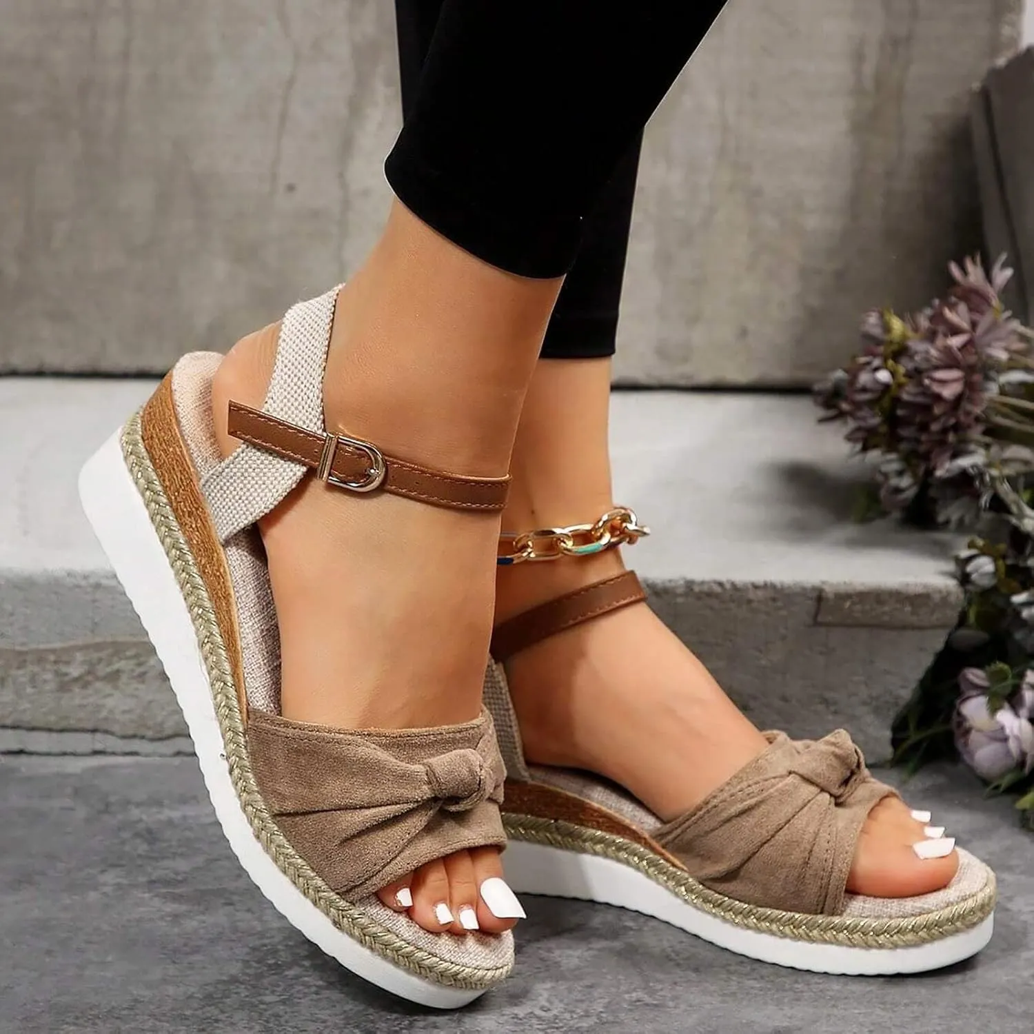 Orthopedic Platform Wedge Sandals for Women Summer Dressy Flat Open Toe Slip on Sandals Outdoor Shoes