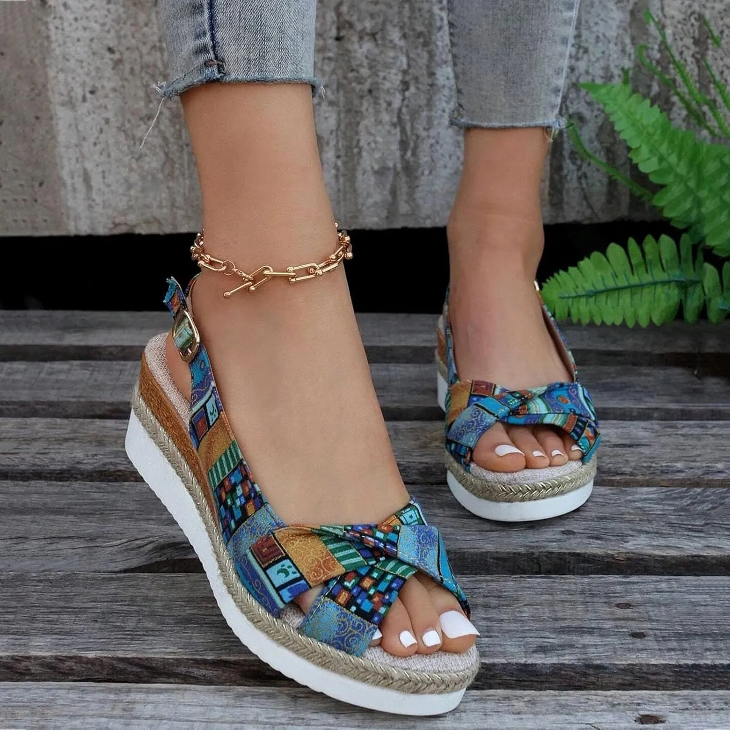 Orthopedic Platform Wedge Sandals for Women Summer Dressy Flat Open Toe Slip on Sandals Outdoor Shoes