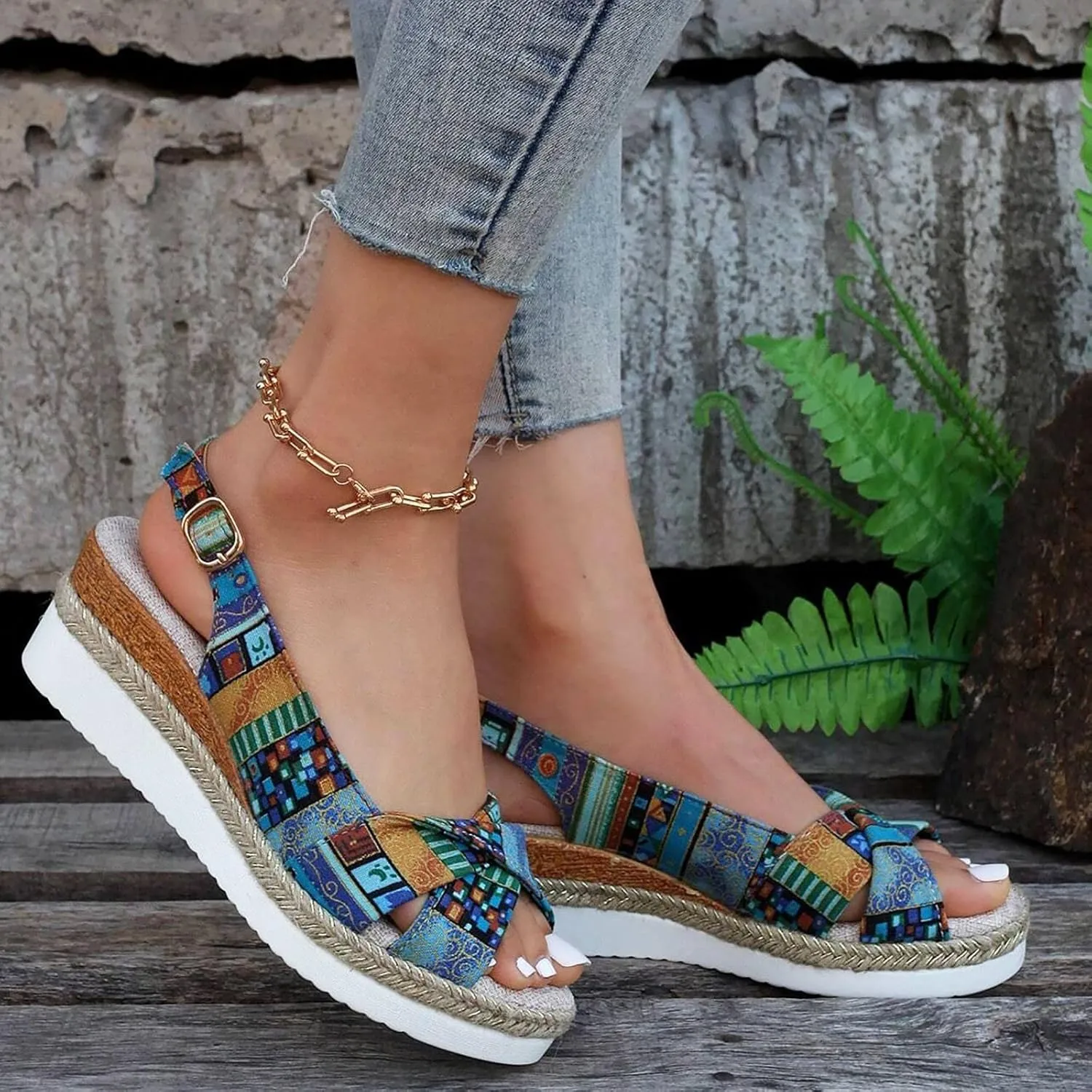 Orthopedic Platform Wedge Sandals for Women Summer Dressy Flat Open Toe Slip on Sandals Outdoor Shoes