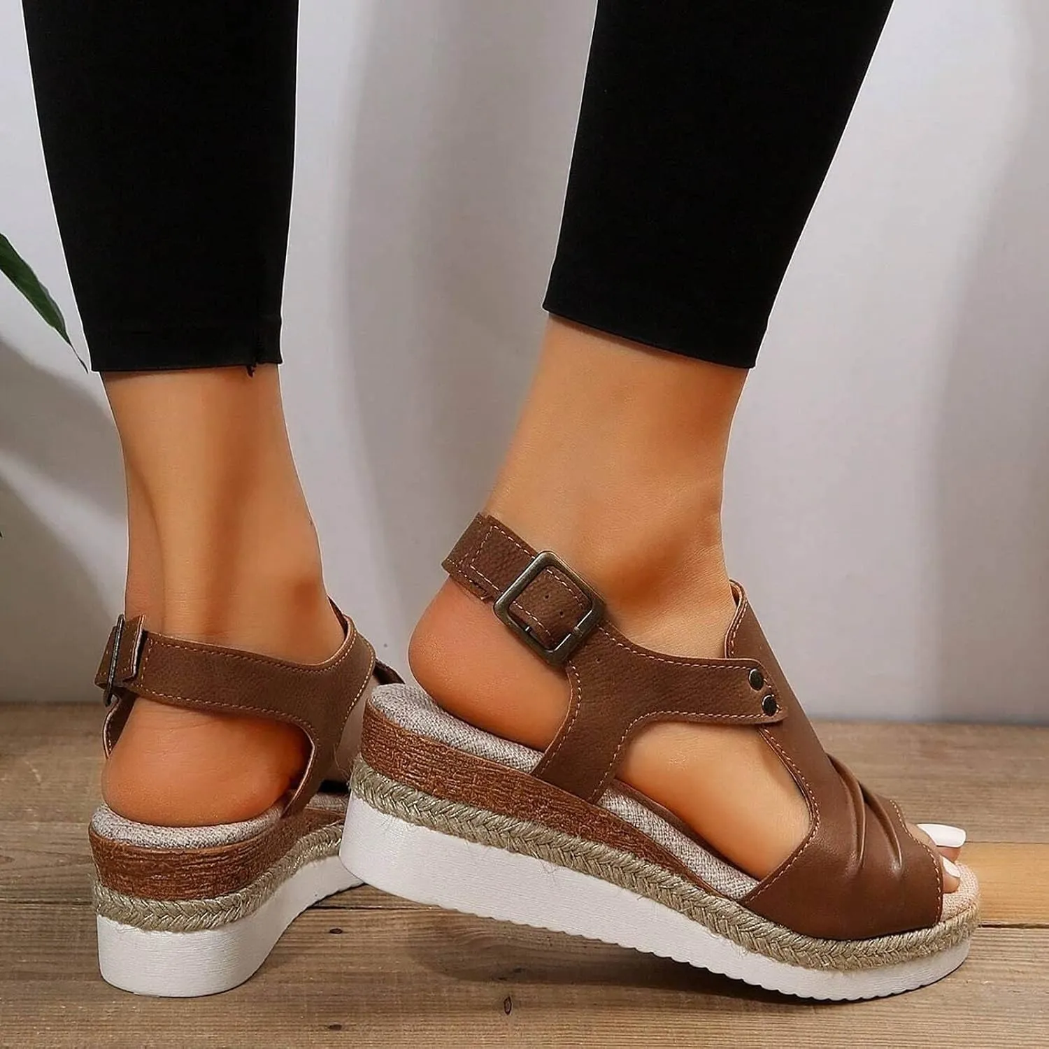 Orthopedic Platform Wedge Sandals for Women Summer Dressy Flat Open Toe Slip on Sandals Outdoor Shoes