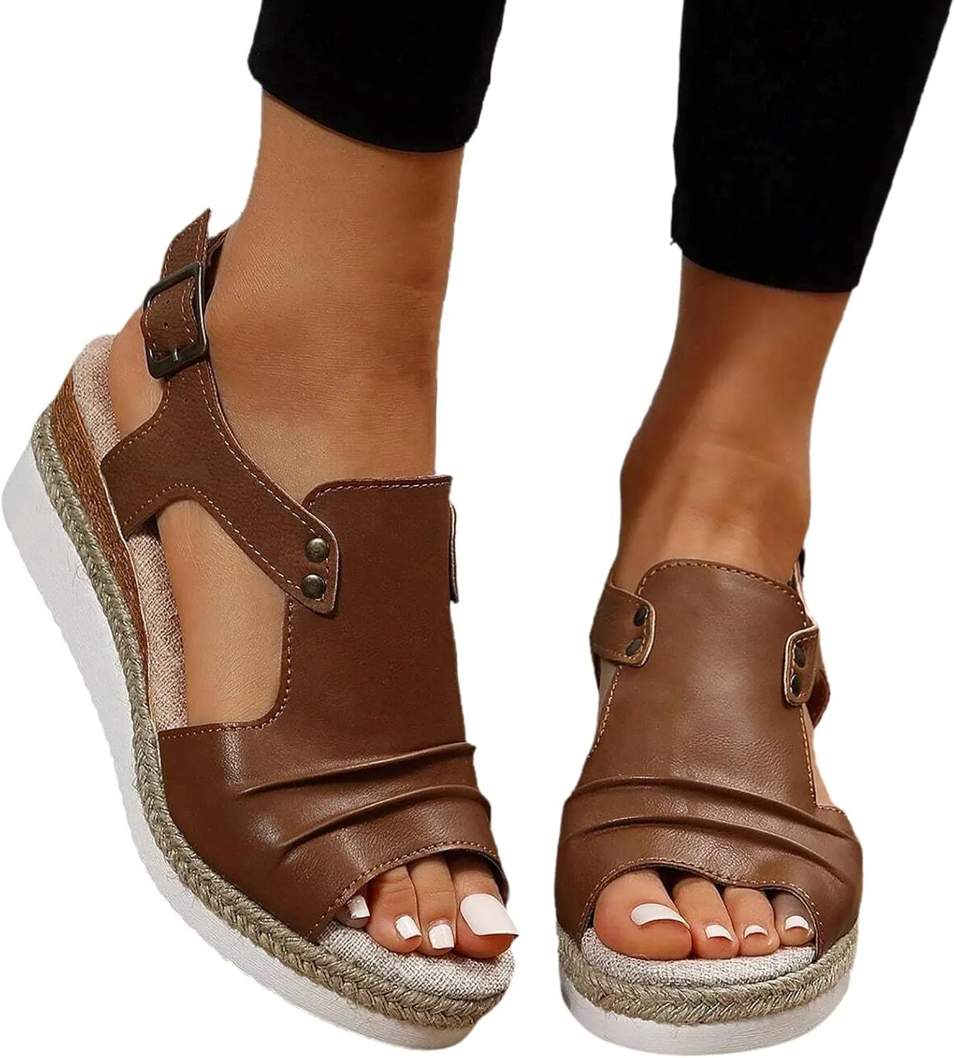 Orthopedic Platform Wedge Sandals for Women Summer Dressy Flat Open Toe Slip on Sandals Outdoor Shoes