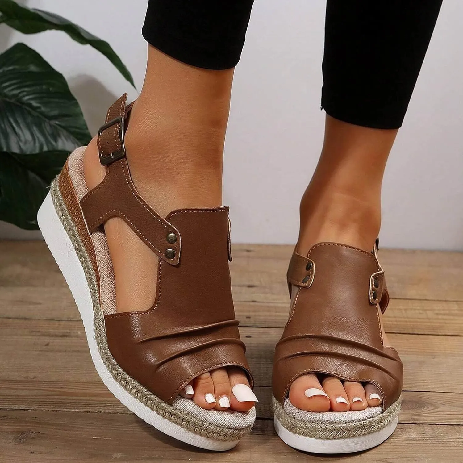 Orthopedic Platform Wedge Sandals for Women Summer Dressy Flat Open Toe Slip on Sandals Outdoor Shoes