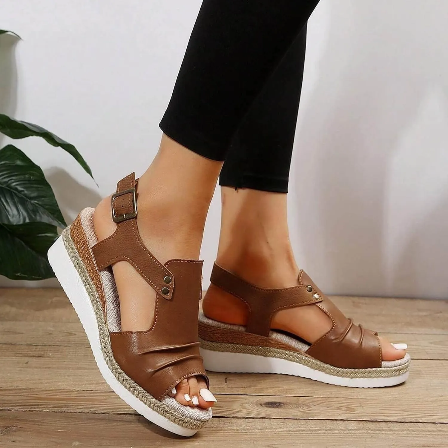 Orthopedic Platform Wedge Sandals for Women Summer Dressy Flat Open Toe Slip on Sandals Outdoor Shoes