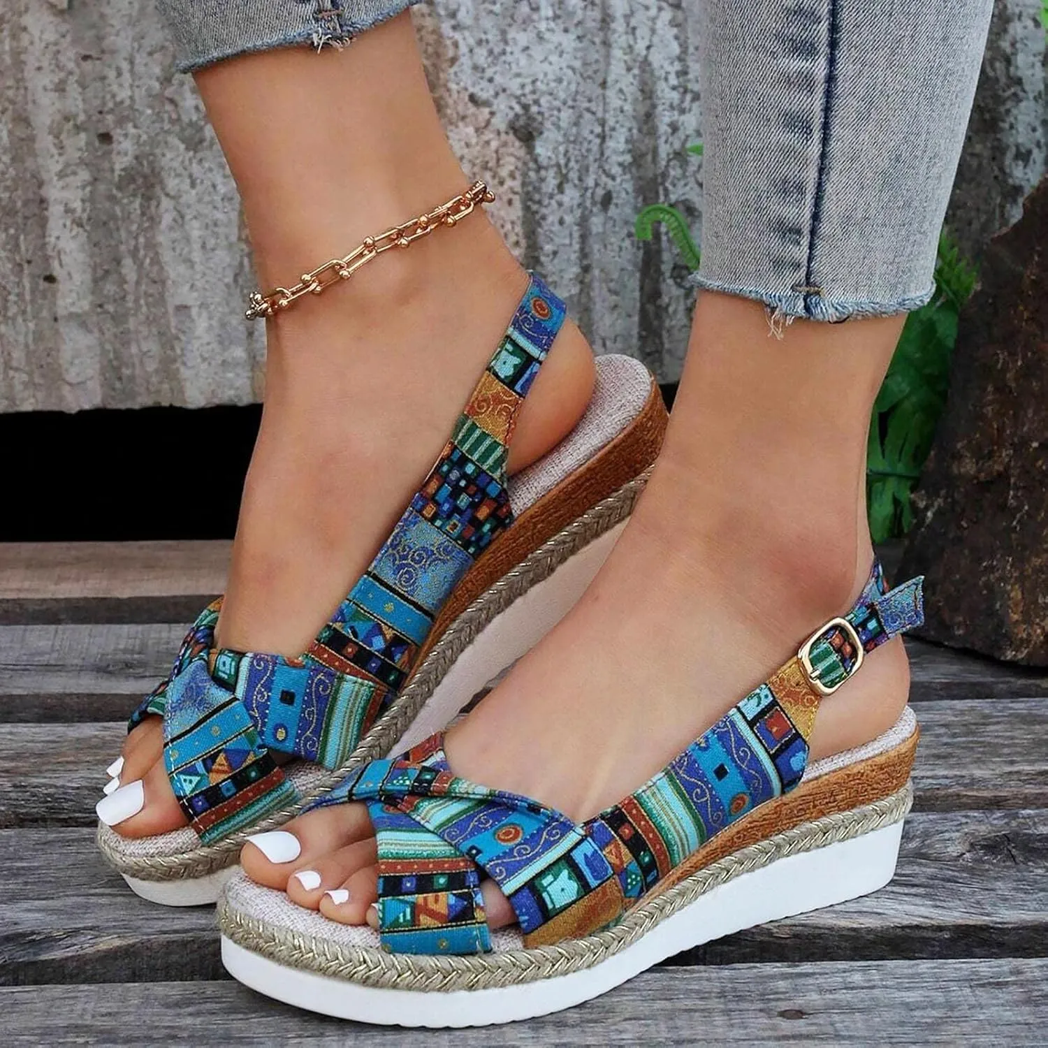 Orthopedic Platform Wedge Sandals for Women Summer Dressy Flat Open Toe Slip on Sandals Outdoor Shoes