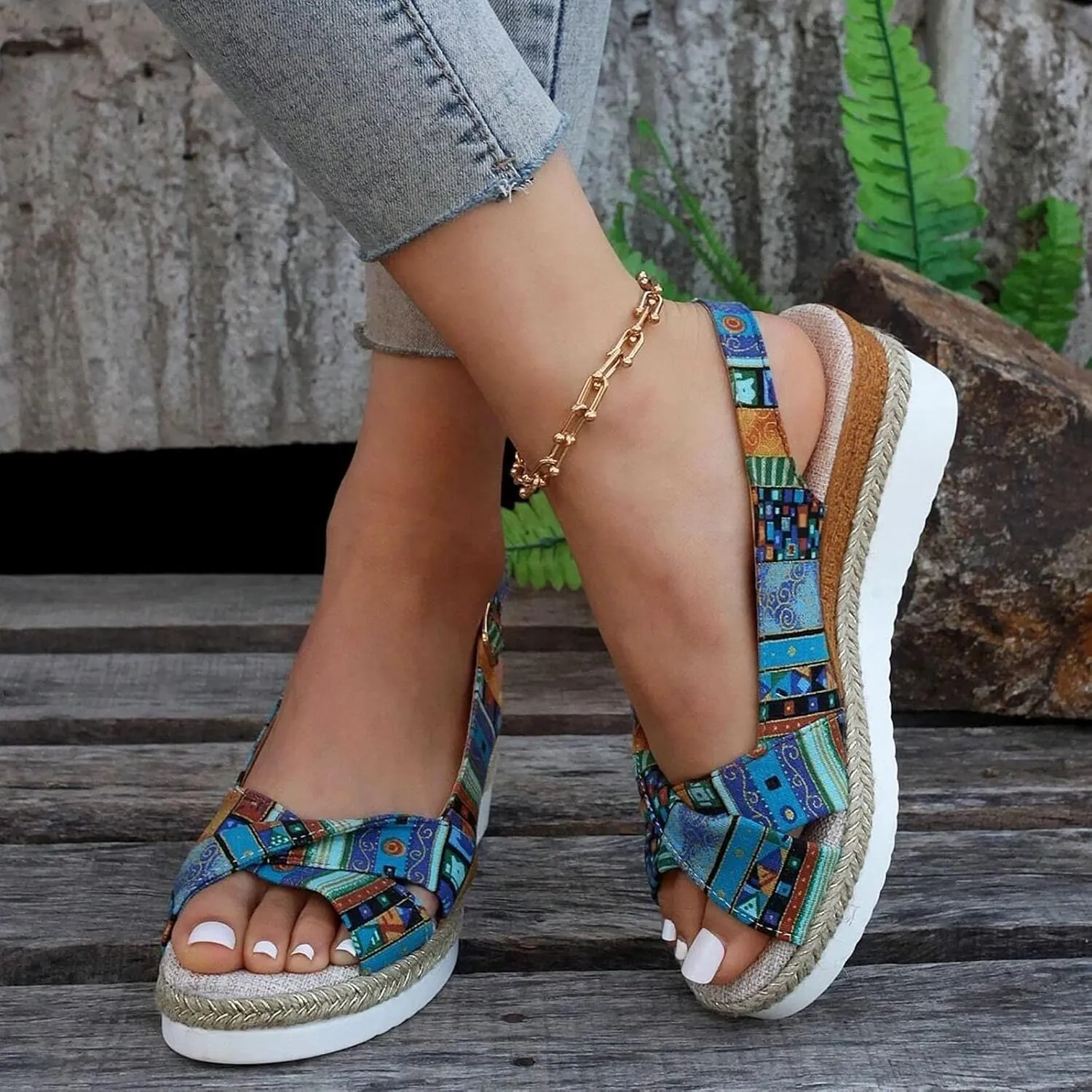 Orthopedic Platform Wedge Sandals for Women Summer Dressy Flat Open Toe Slip on Sandals Outdoor Shoes