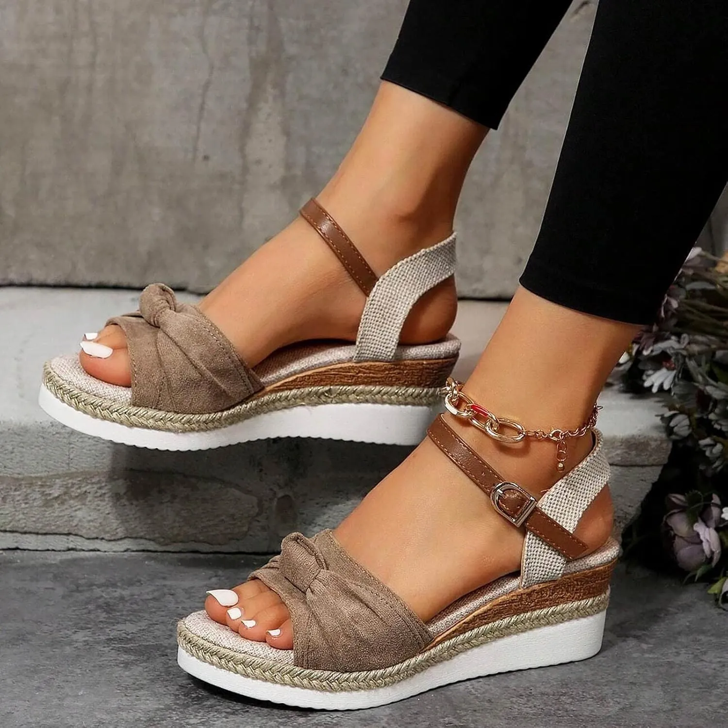 Orthopedic Platform Wedge Sandals for Women Summer Dressy Flat Open Toe Slip on Sandals Outdoor Shoes