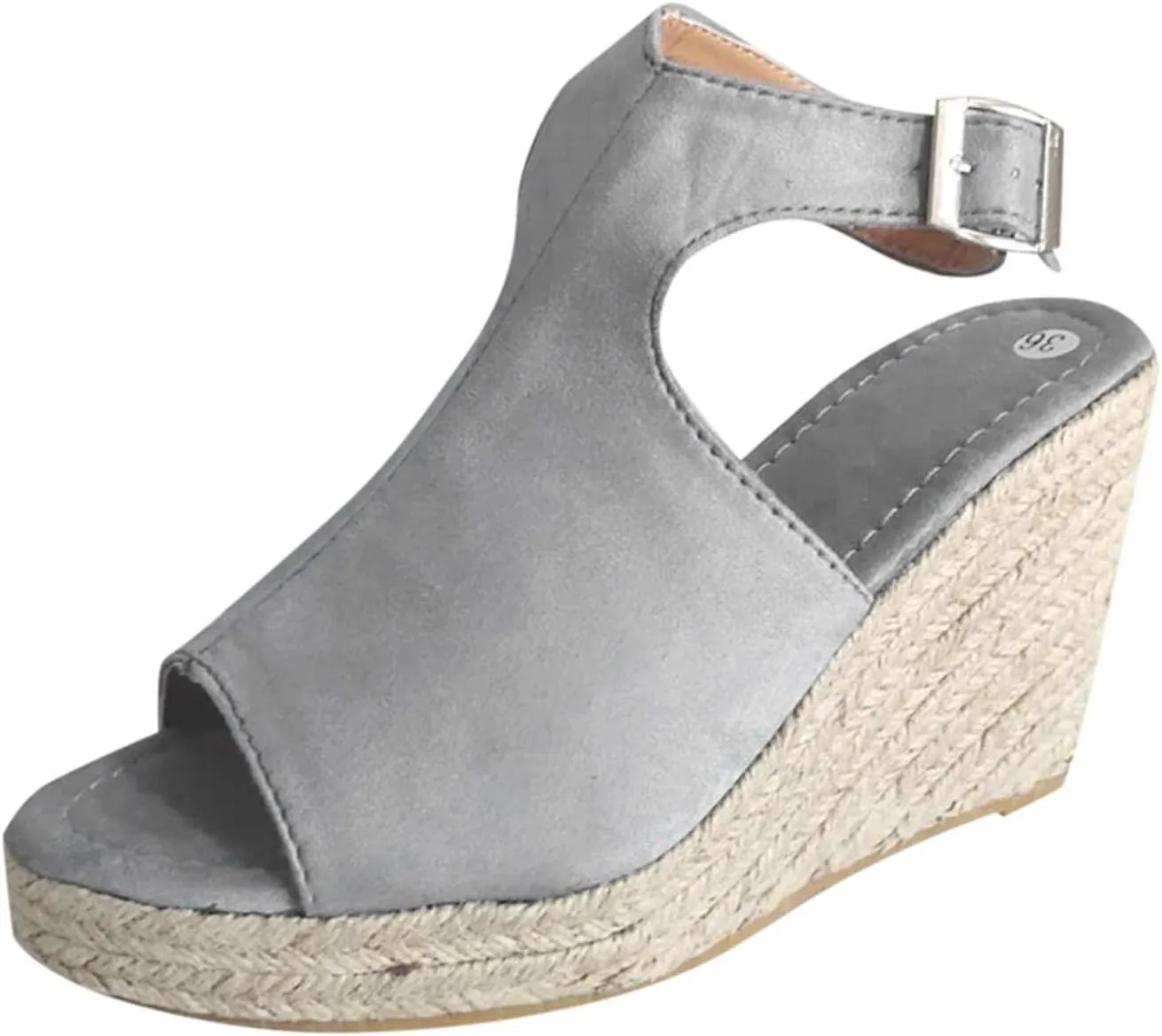 Orthopedic Platform Wedge Sandals for Women Summer Dressy, Women's Open Toe Ankle Strap Platform Wedge Sandals, Ladies Comfortable Espadrilles Heel Sandal Wedding Party Dress Shoes (5-Grey, 7)