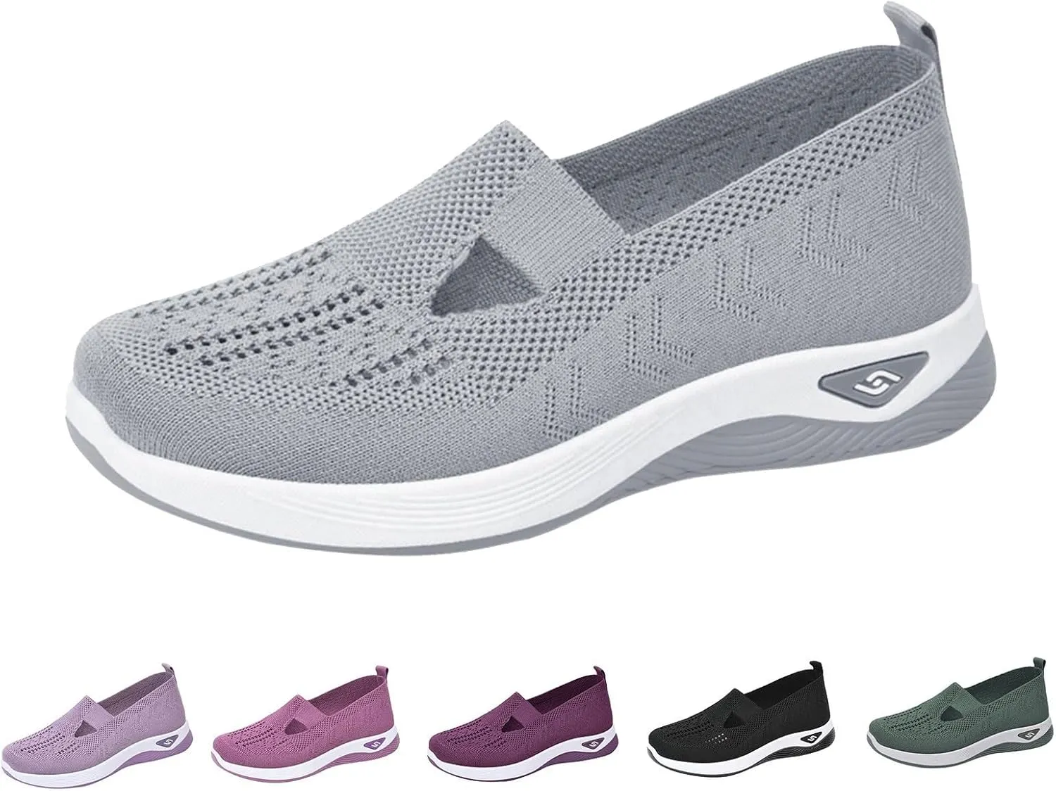 Orthopedic Shoes for Women Slip Ons Woven Breathable Soft Loafers Hands Free Diabetic Foam Walking Arch Support Sneakers