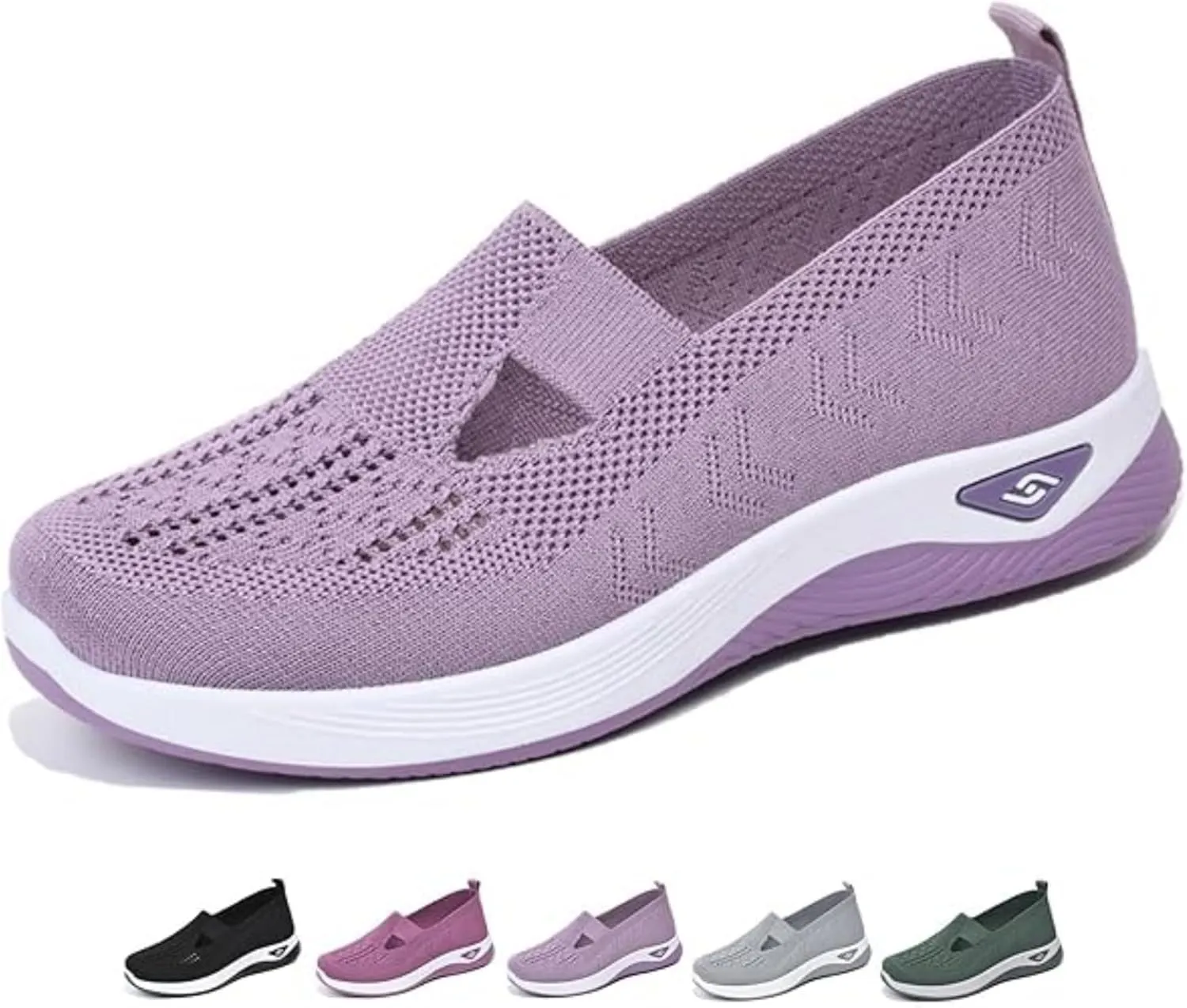 Orthopedic Shoes for Women Slip Ons Woven Breathable Soft Loafers Hands Free Diabetic Foam Walking Arch Support Sneakers