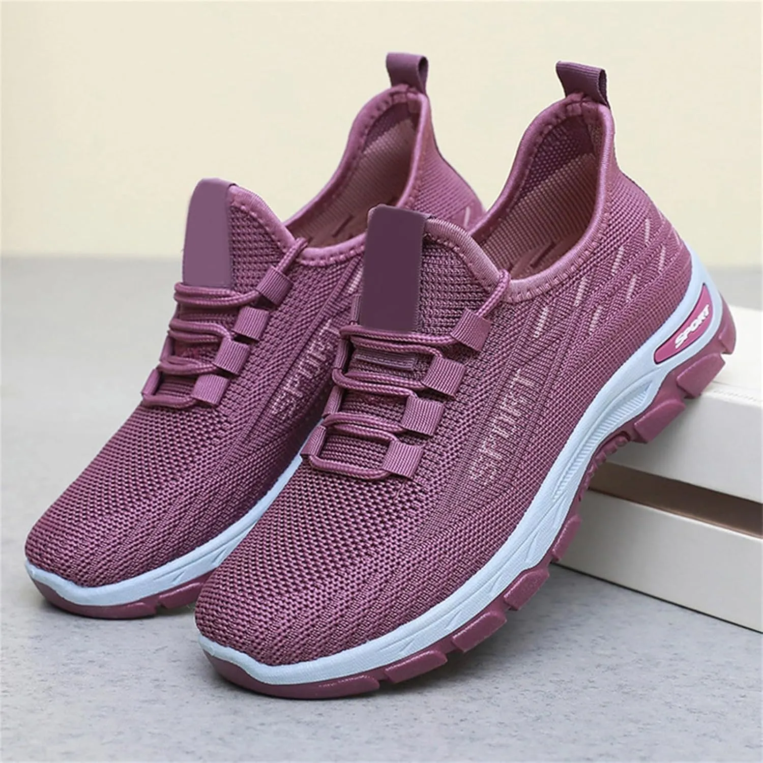 Orthowear Shoes for Women Men Lightweight Non Slip Tennis Athletic Shoes,Soft-Soled&Arch Support Gym Tennis Athletic Sneakers,Knitted Mesh Breathable Comfort Orthopedic Sneakers with Wide Toe Box