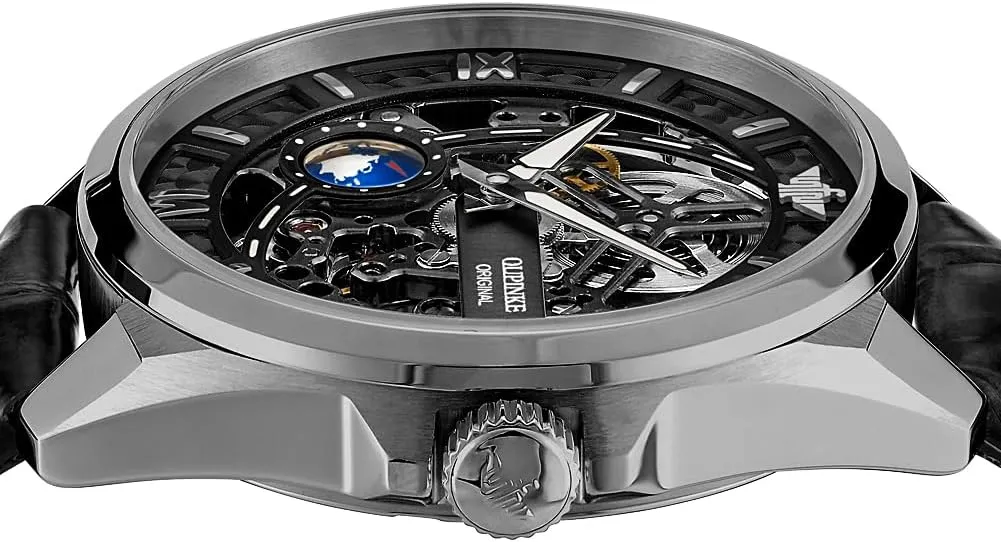 OUPINKE Mens Automatic Watch 42mm Skeleton Large Dial Luxury Dress Slef-Winding Mechanical Watch, Sapphire Crystal Mirror, Waterproof Luminous Stainless Steel WirstWatch