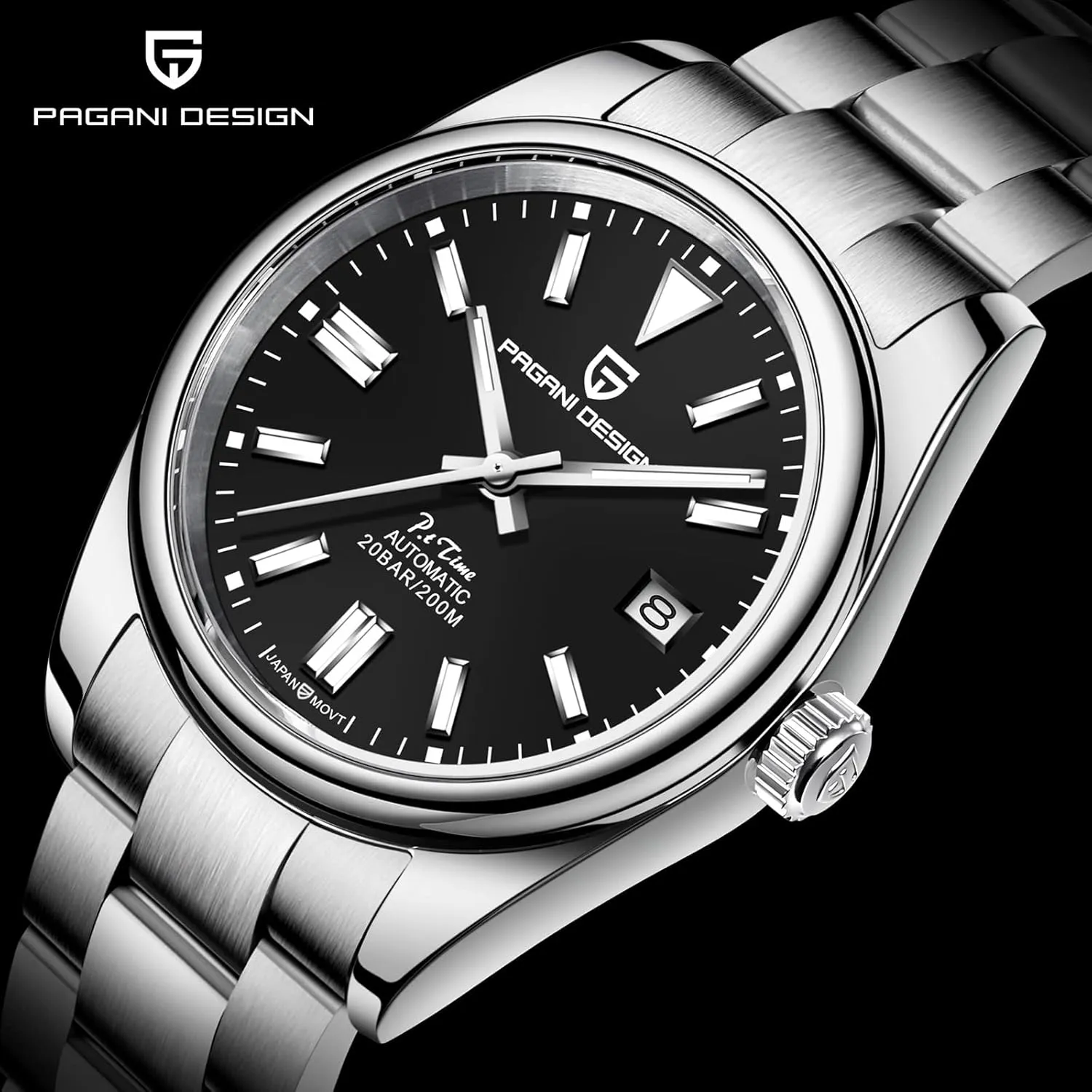 Pagani Design Watches for Men, Japanese Automatic Movement, 200 Meters Waterproof Stainless Steel, 40mm Dial Diameter, Sapphire Mirror, Casual Classic Style